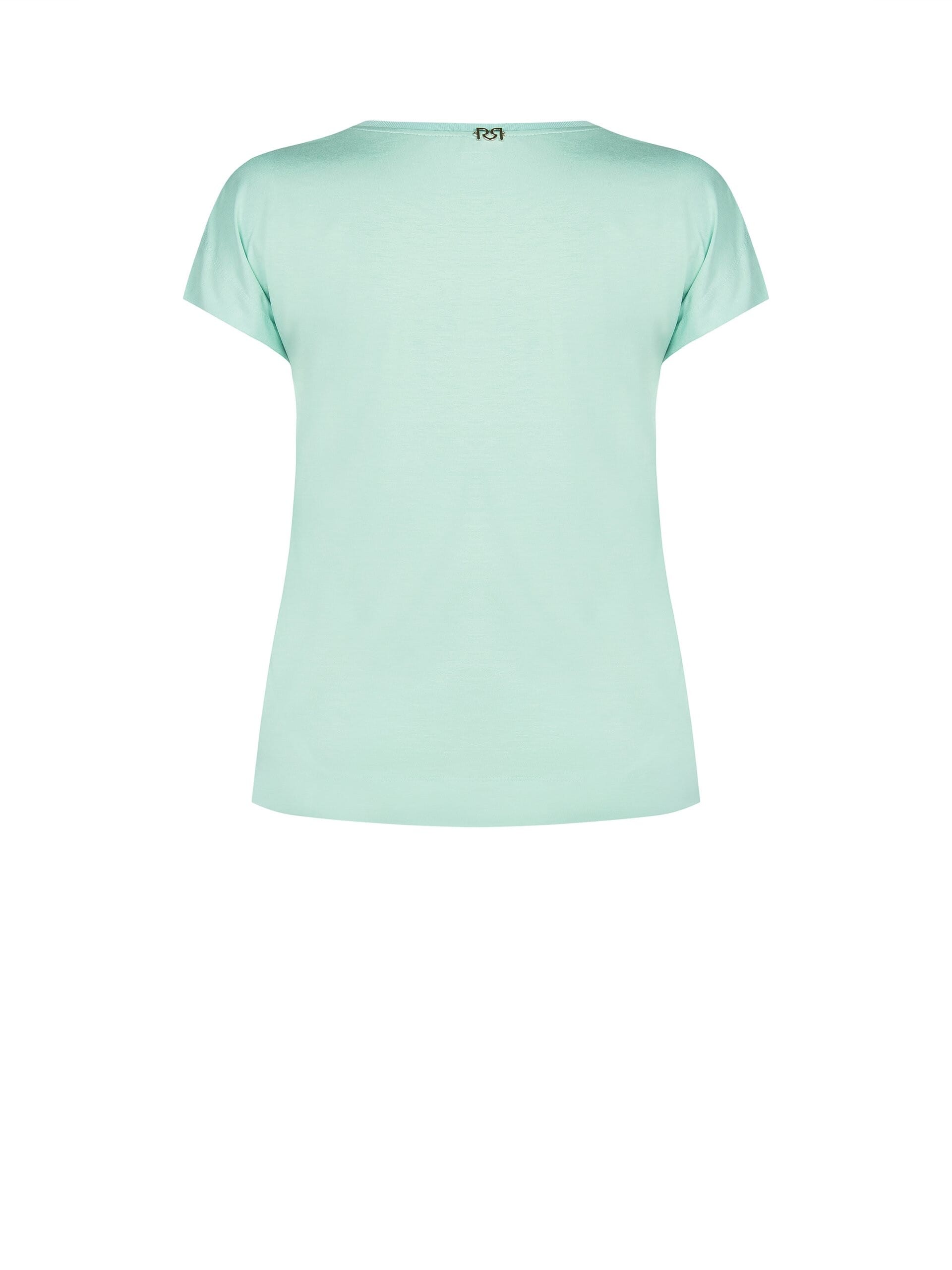 T-Shirt Curvy In Raso Stampato Davanti Con Strass E Viscosa Dietro Rinascimento Curvy