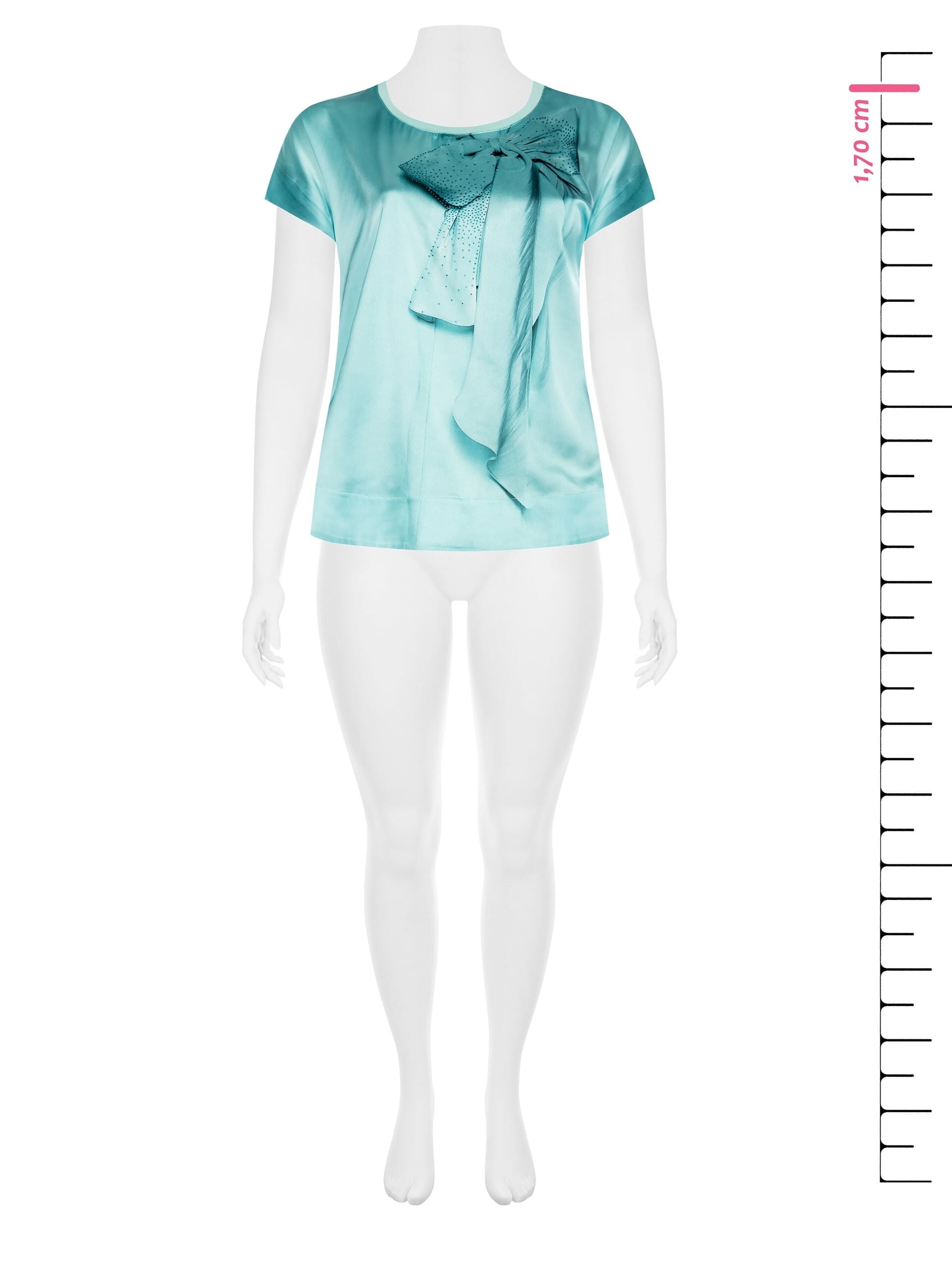 T-Shirt Curvy In Raso Stampato Davanti Con Strass E Viscosa Dietro Rinascimento Curvy