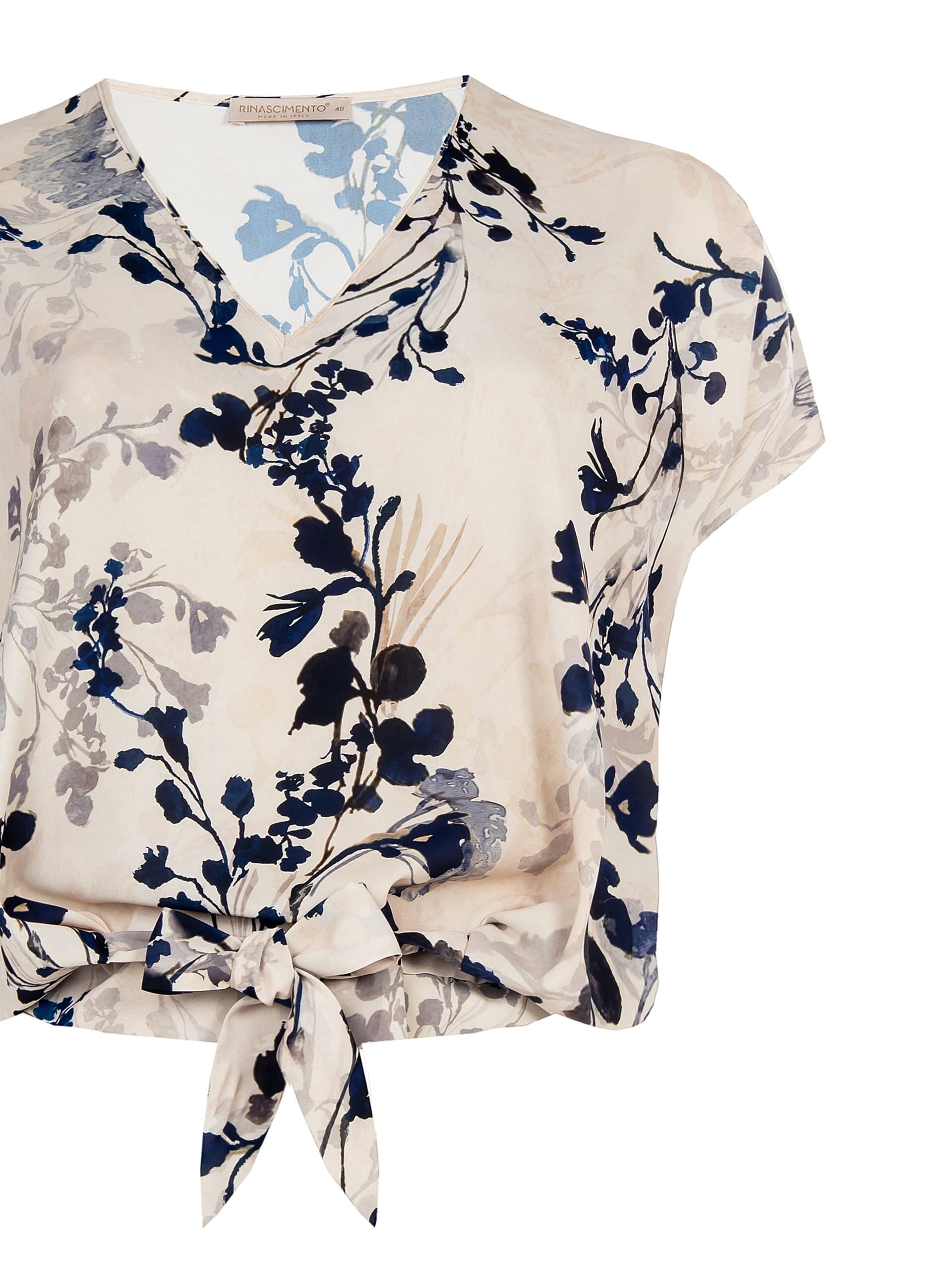 Rinascimento - Blouse curviligne en satin à larges ballons avec nœud papillon