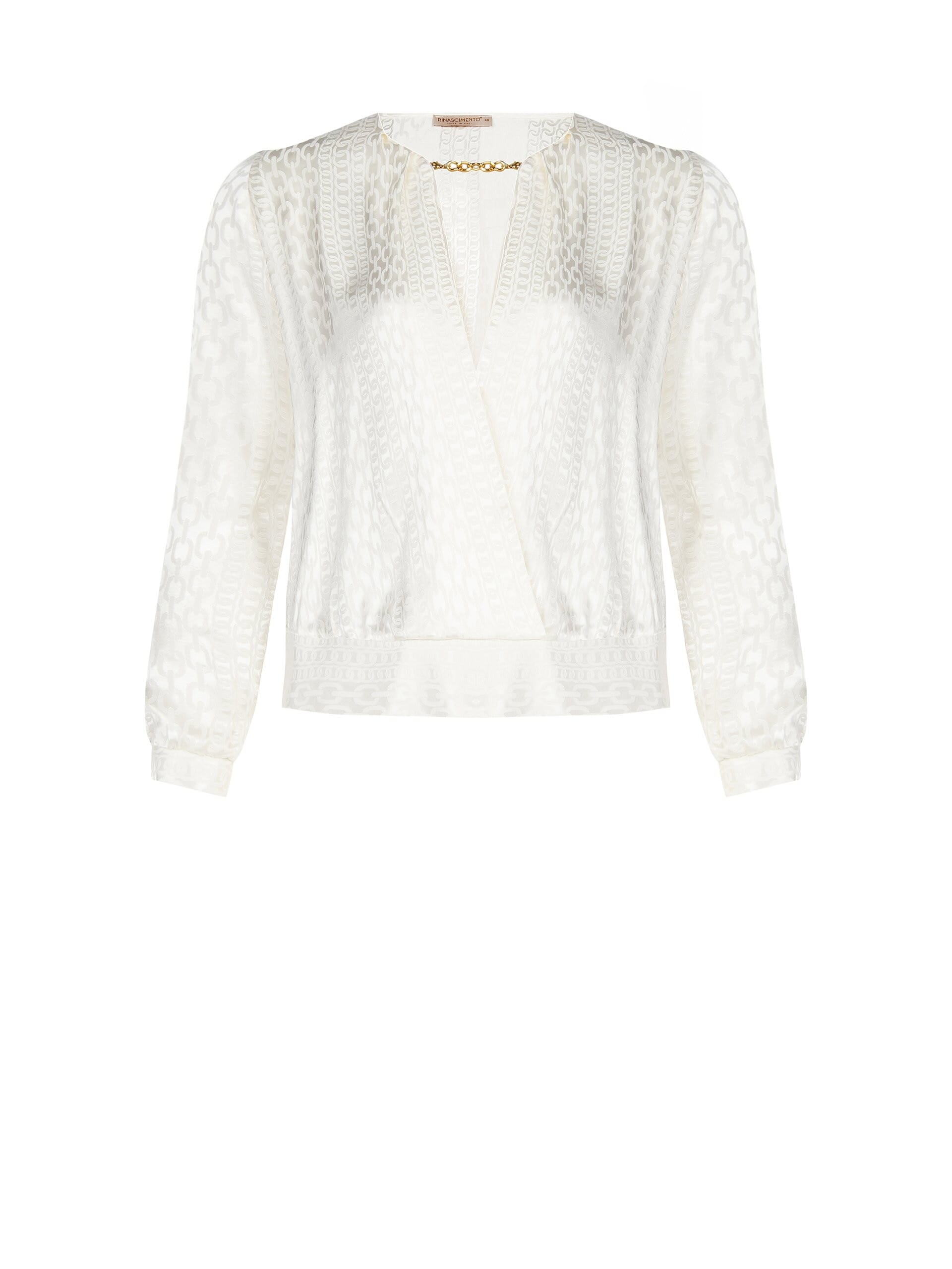 Curvy Cross Over Viscose Satin Blouse With Chains Pattern Rinascimento Curvy