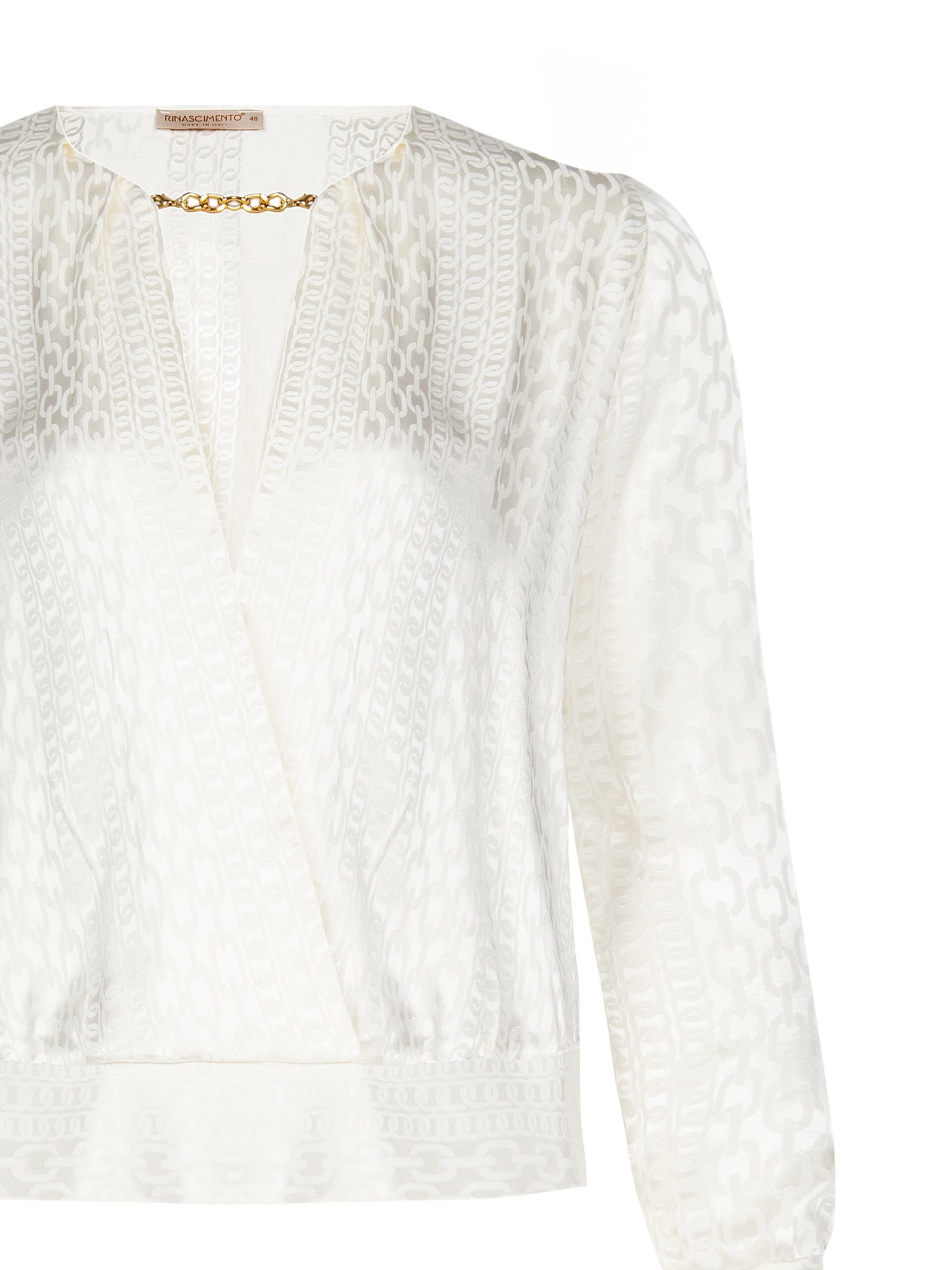 Curvy Cross Over Viscose Satin Blouse With Chains Pattern Rinascimento Curvy