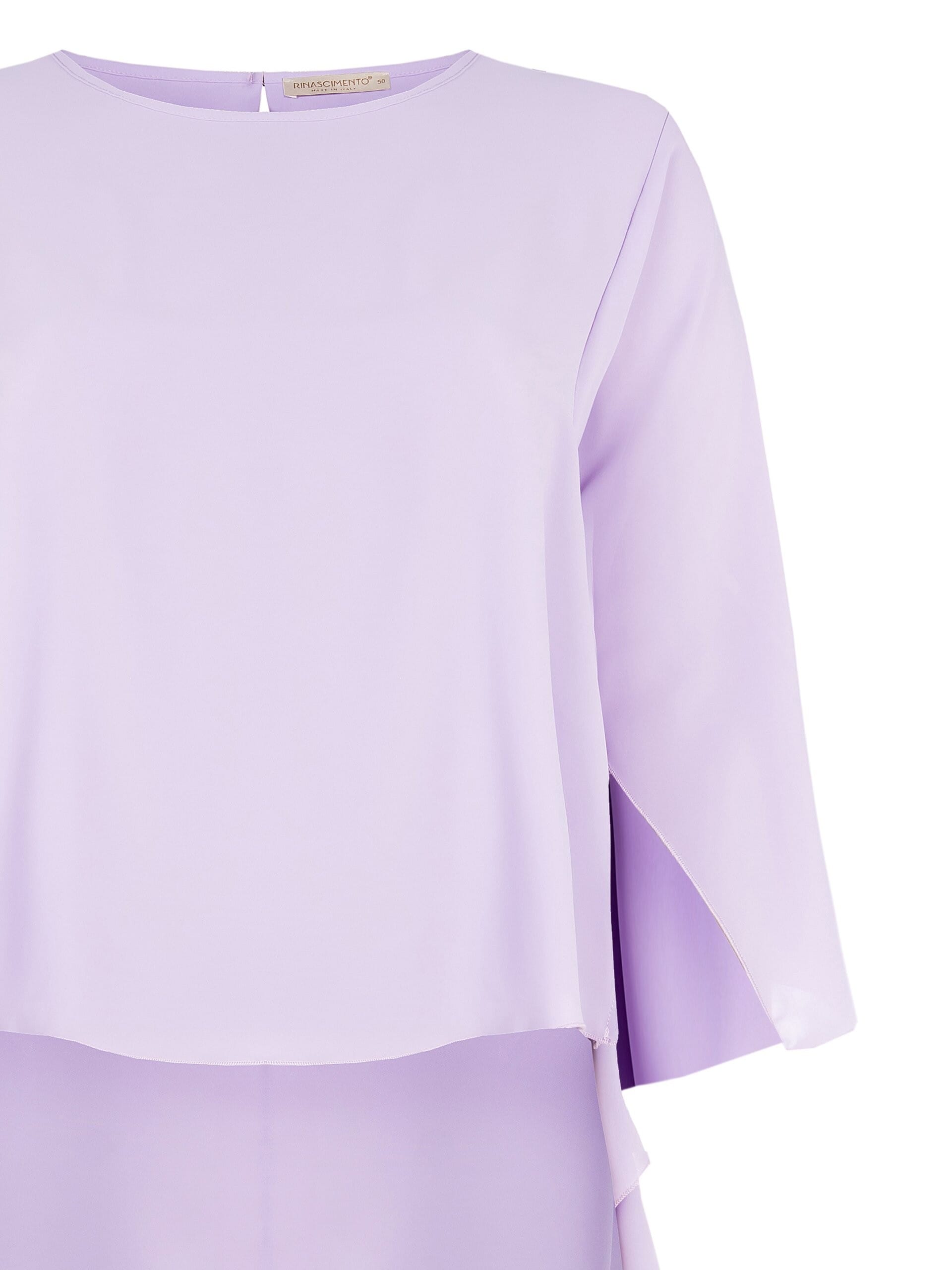 Wide Asymmetrical Satin Blouse With Sleeves Effect Curvy Sleeve Rinascimento