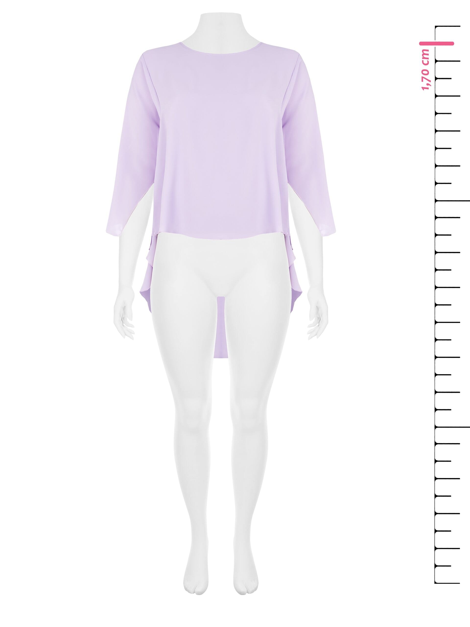 Wide Asymmetrical Satin Blouse With Sleeves Effect Curvy Sleeve Rinascimento