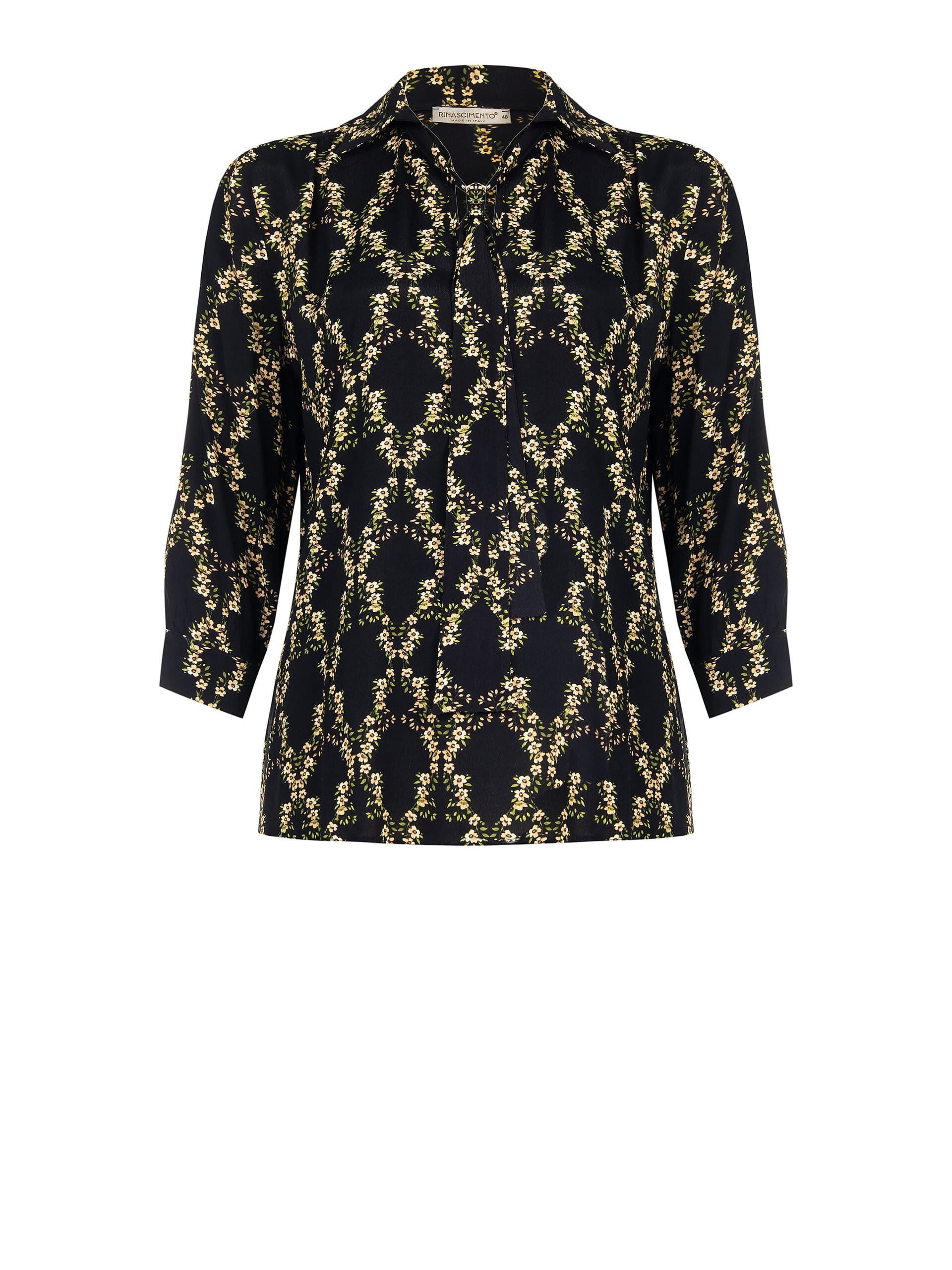 Wide Curvy Crepe Shirt With Tie Coordinated Rinascimento Curvy