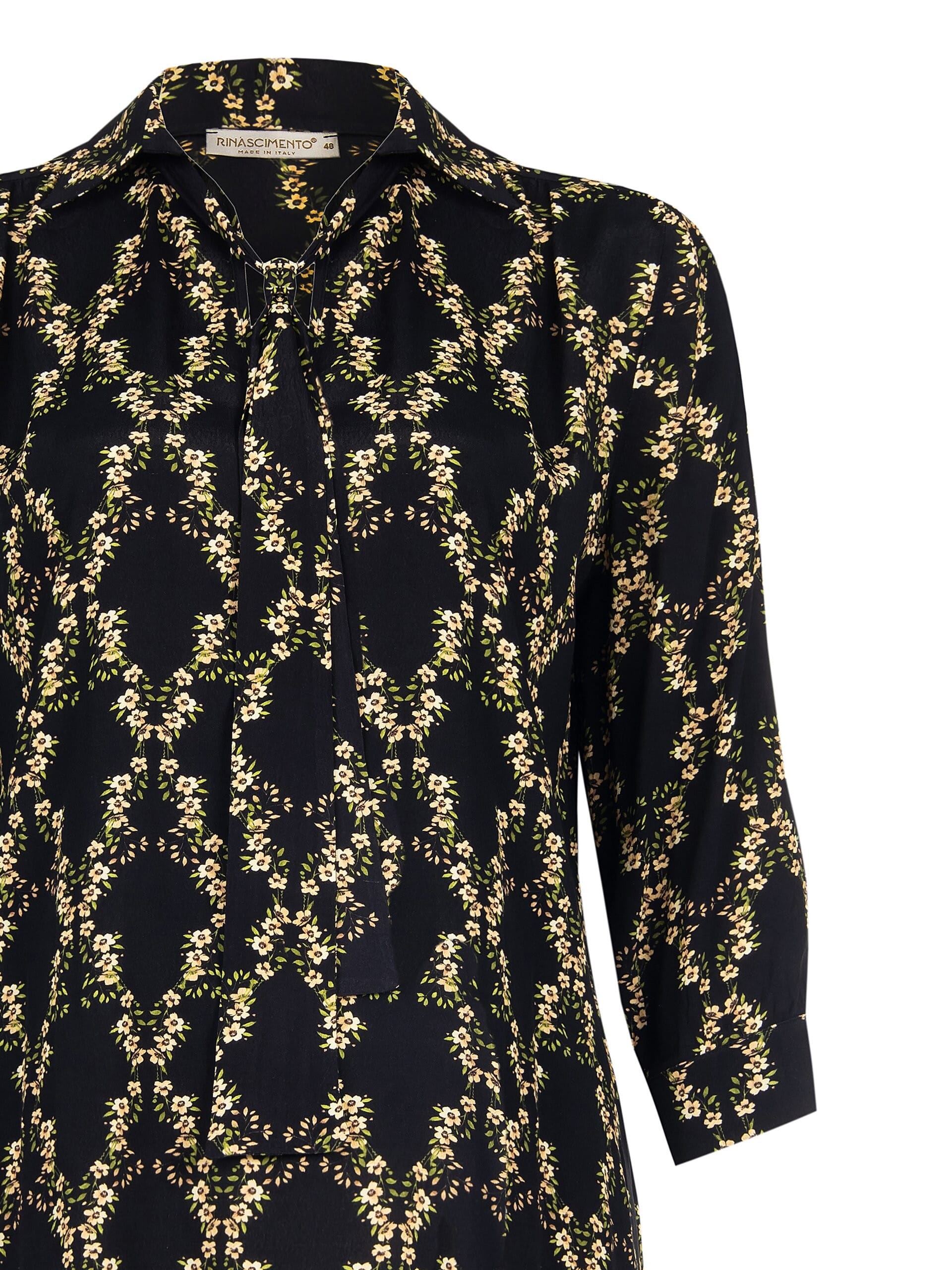 Wide Curvy Crepe Shirt With Tie Coordinated Rinascimento Curvy