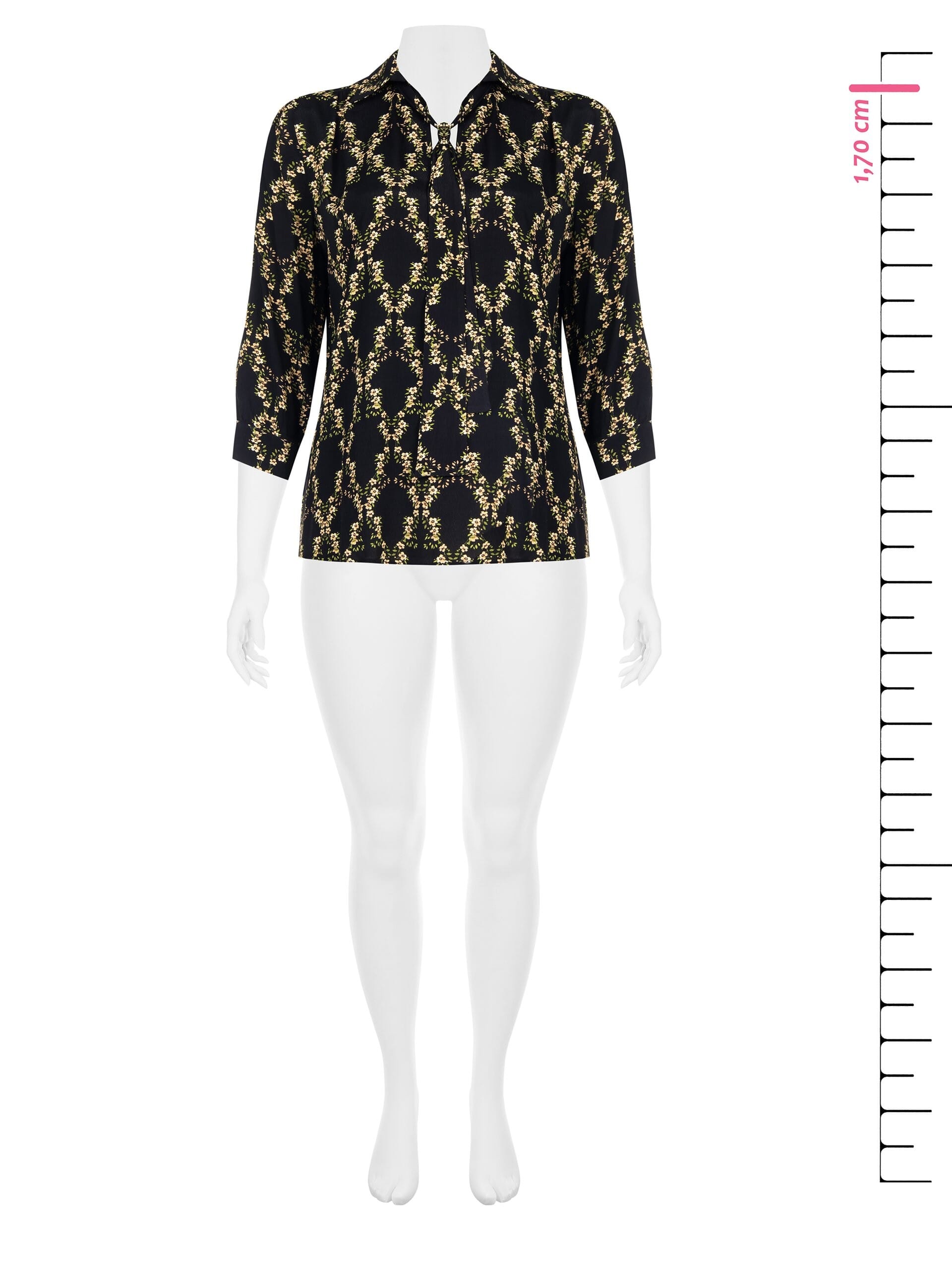 Wide Curvy Crepe Shirt With Tie Coordinated Rinascimento Curvy