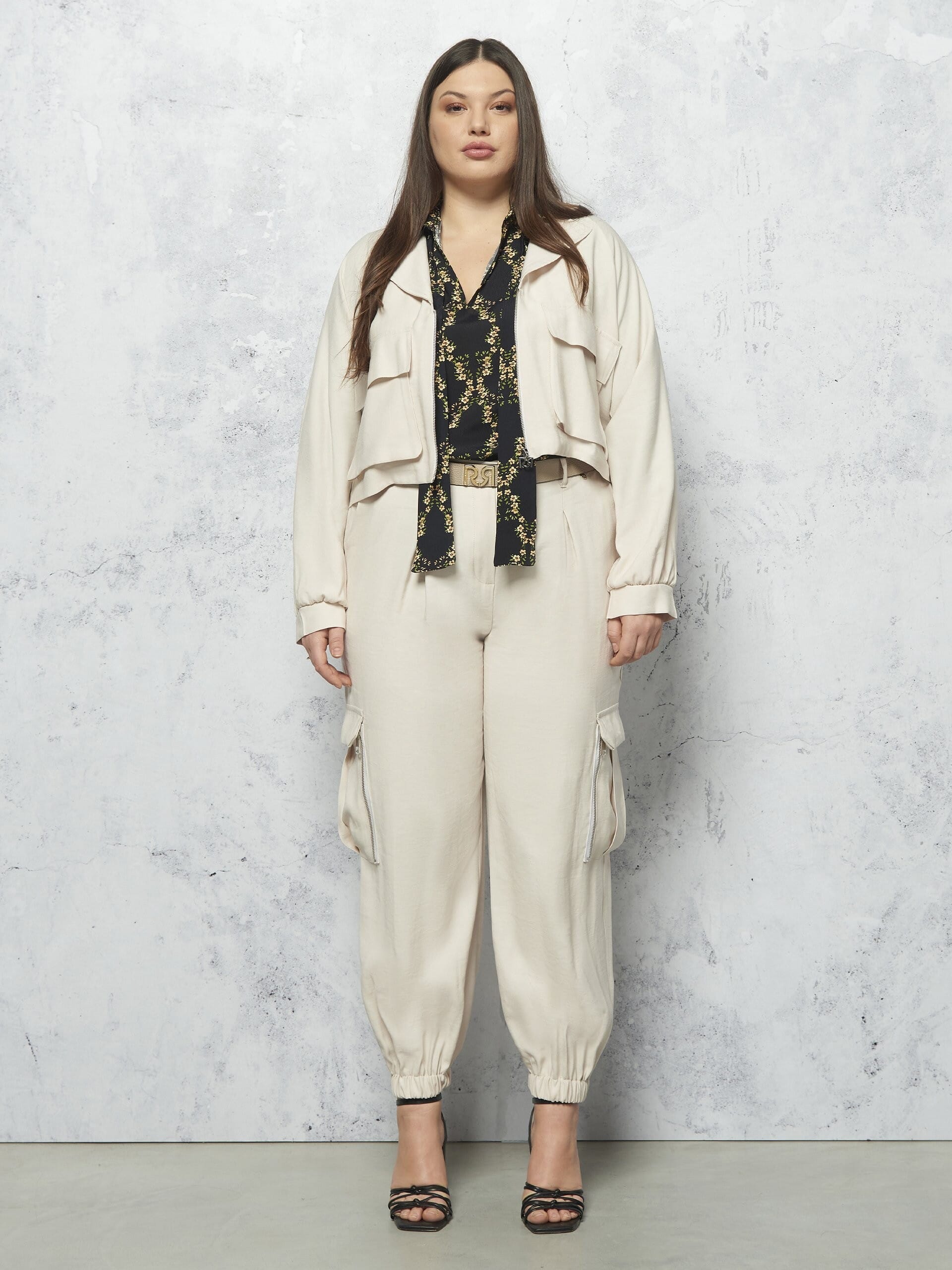 Wide Curvy Crepe Shirt With Tie Coordinated Rinascimento Curvy