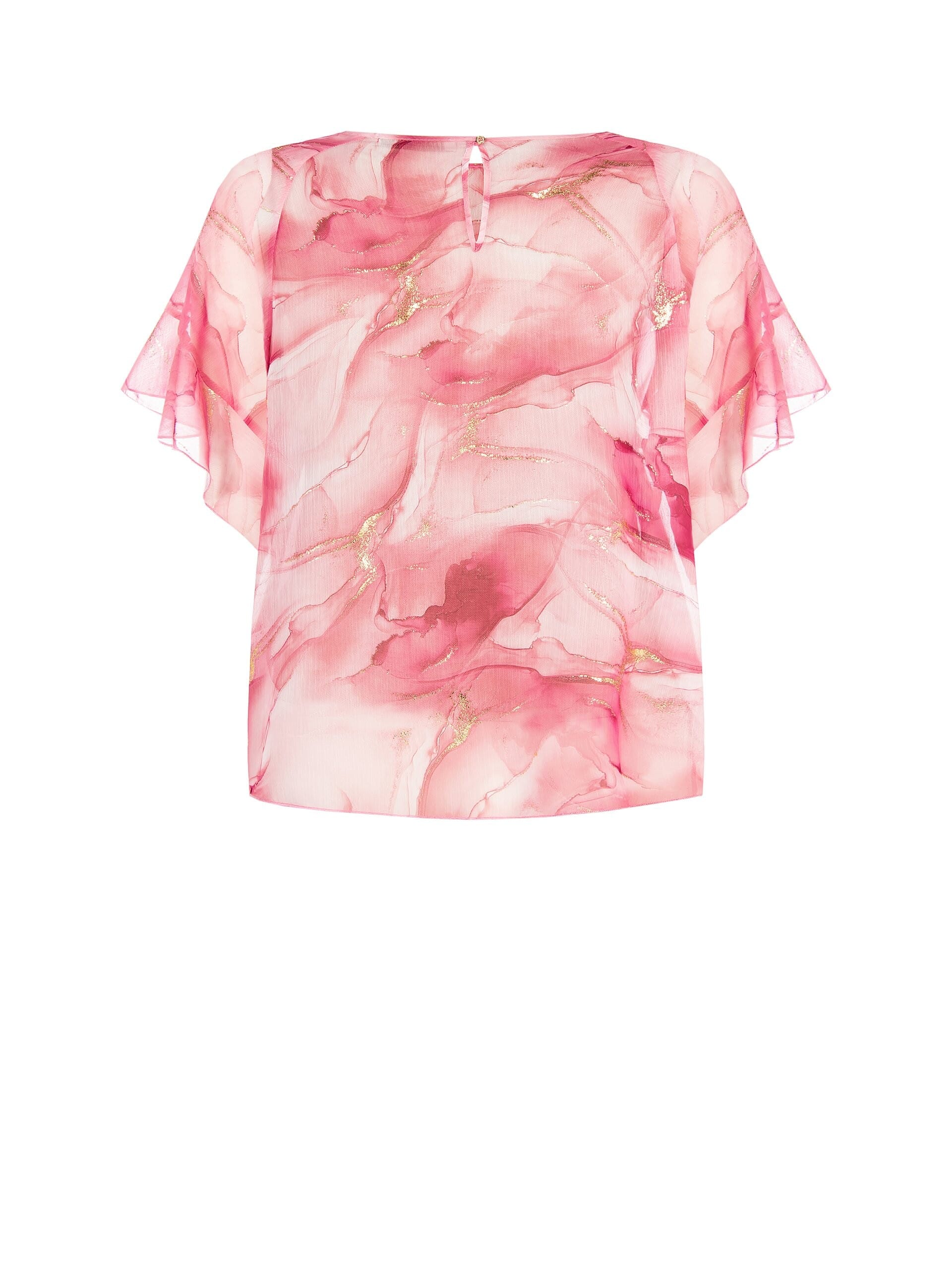 Blusa Curvy Ampia In Georgette Con Applicazioni In Oro Rinascimento Curvy