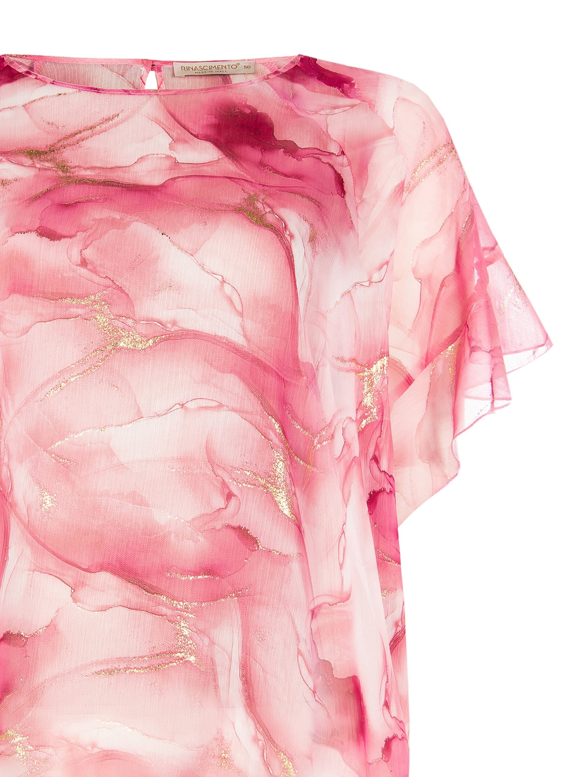 Blusa Curvy Ampia In Georgette Con Applicazioni In Oro Rinascimento Curvy