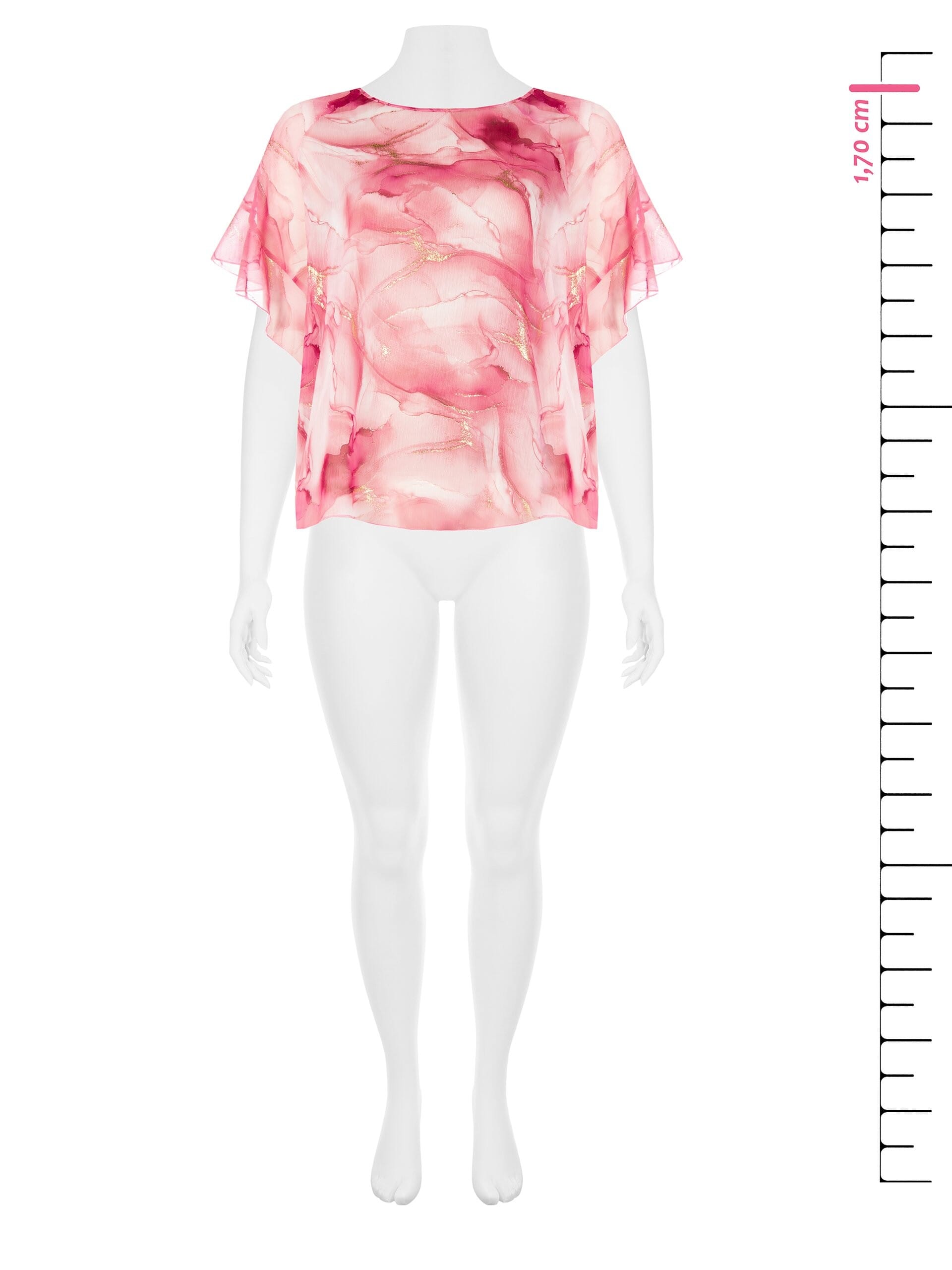 Blusa Curvy Ampia In Georgette Con Applicazioni In Oro Rinascimento Curvy