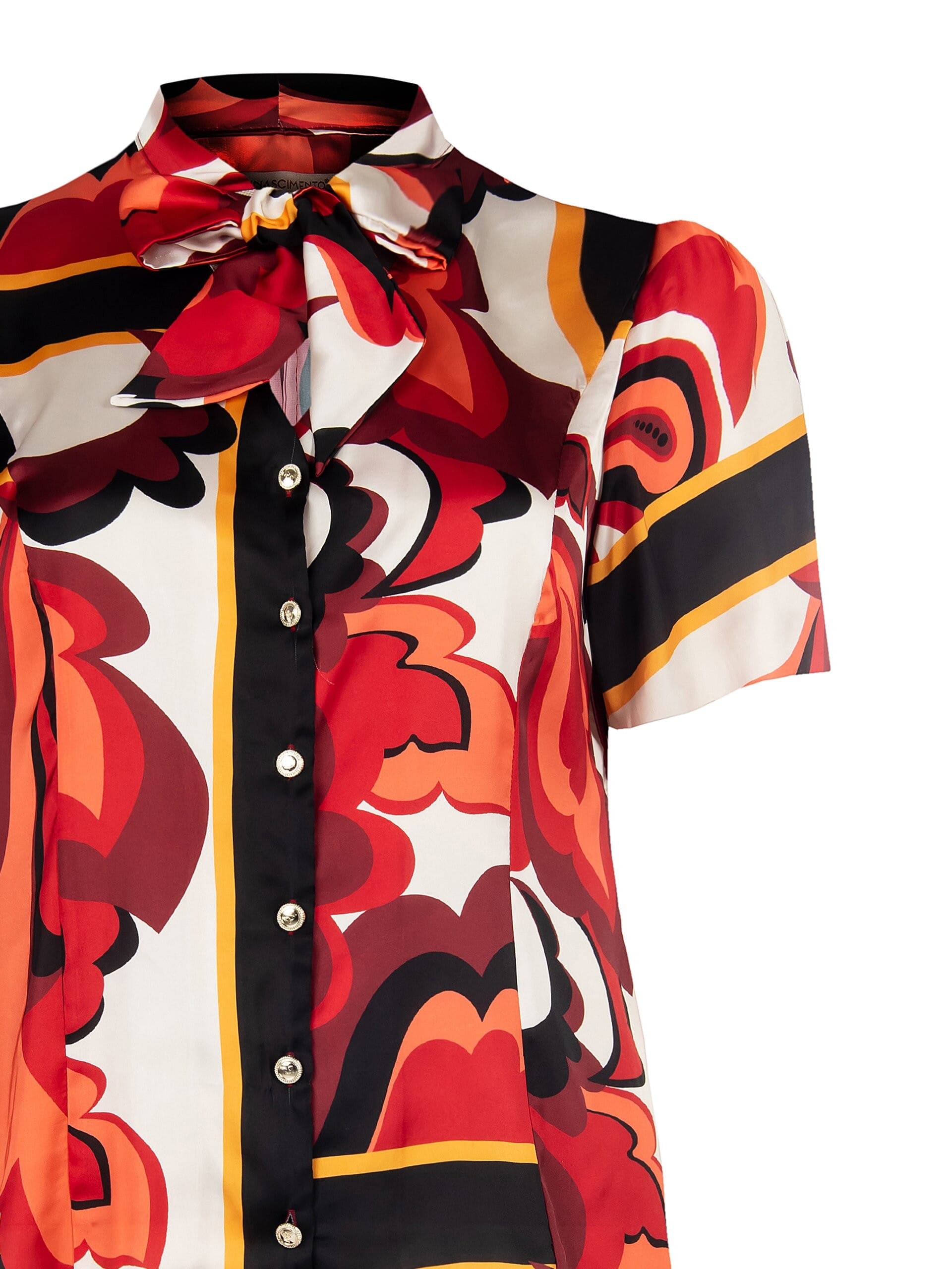 Curvy Fitted Satin Blouse With Rinascimento Curvy Tie