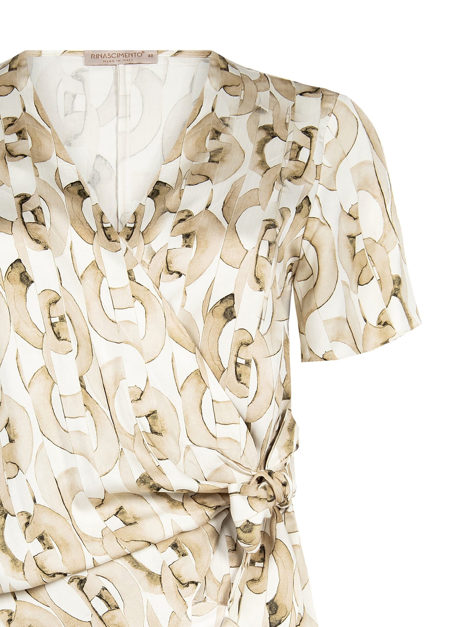 Blusa Curvy A Portafoglio In Viscosa Con Motivo A Catena Rinascimento Curvy