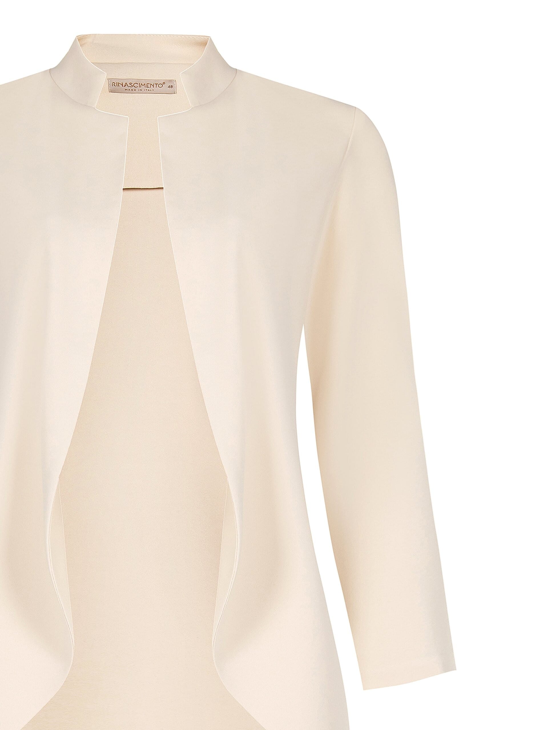 Long Cut Open Curvy Jacket In Technical Fabric Rinascimento Curvy