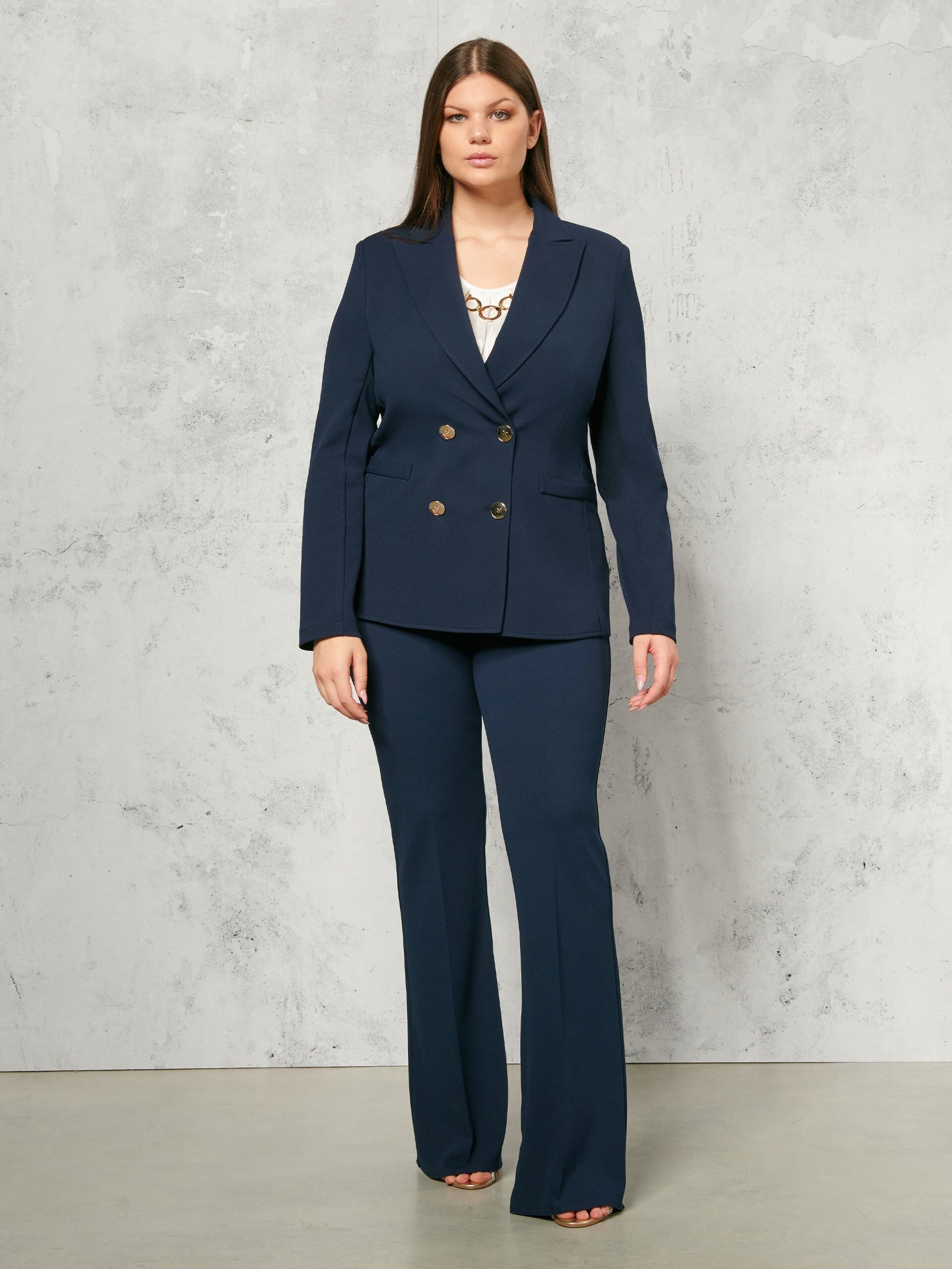 Pantaloni Curvy Dritti Svasati In Scuba Crepe Con Elastico Rinascimento Curvy