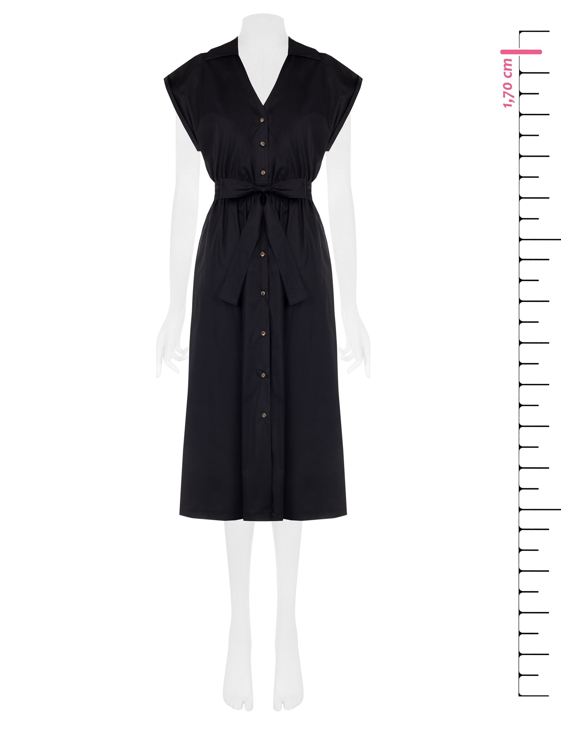 Abito Chemisier Midi In Cotone Nylon Con Scollo A V E Cintura Coordinata Rinascimento