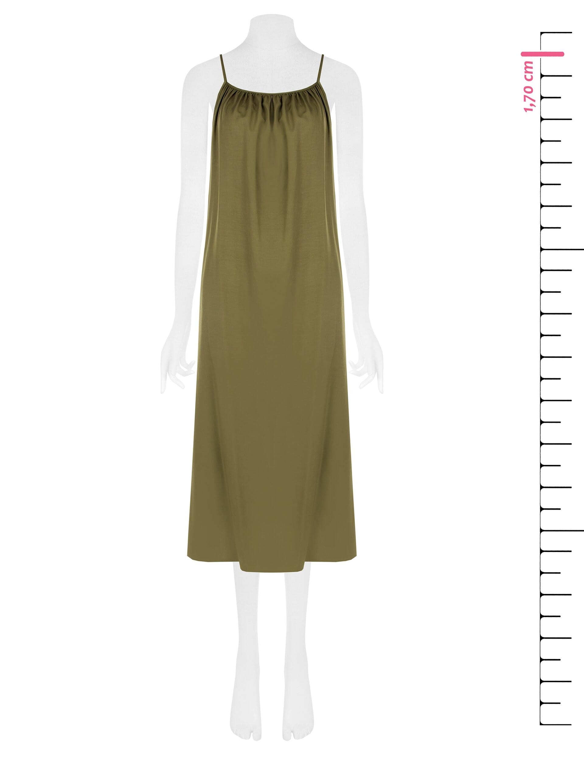 Abito Midi Largo A Trapezio In Misto Viscosa E Lino Scollato Dietro Rinascimento