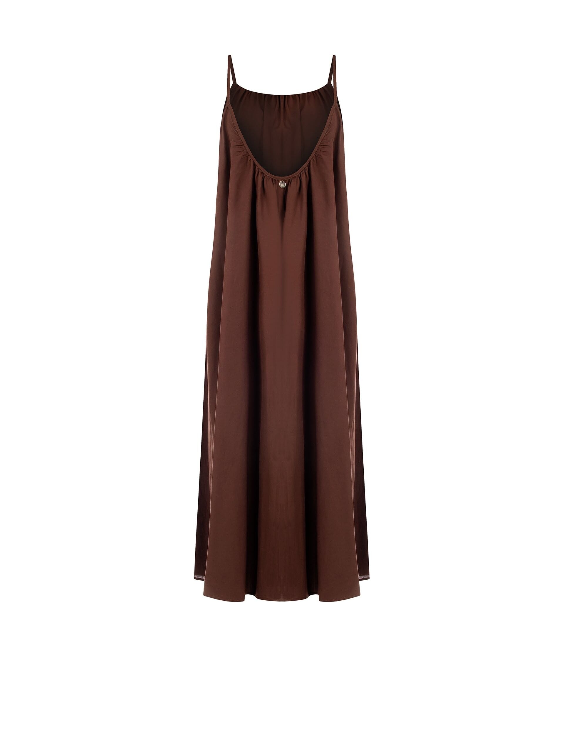 Abito Midi Largo A Trapezio In Misto Viscosa E Lino Scollato Dietro Rinascimento