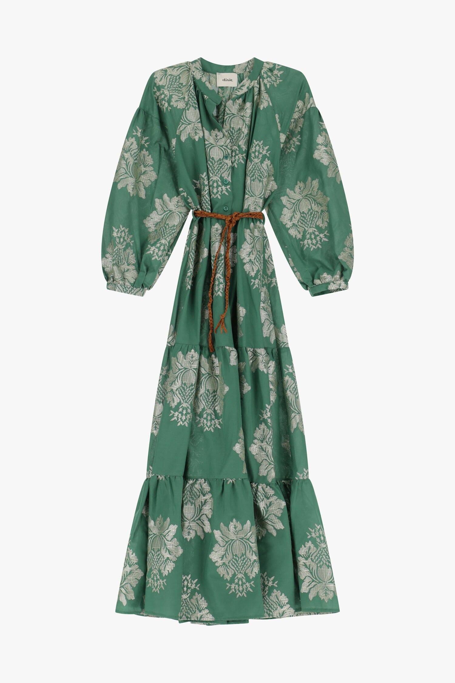 Abito Lungo Con Stampa Floreale E Cintura Dixie