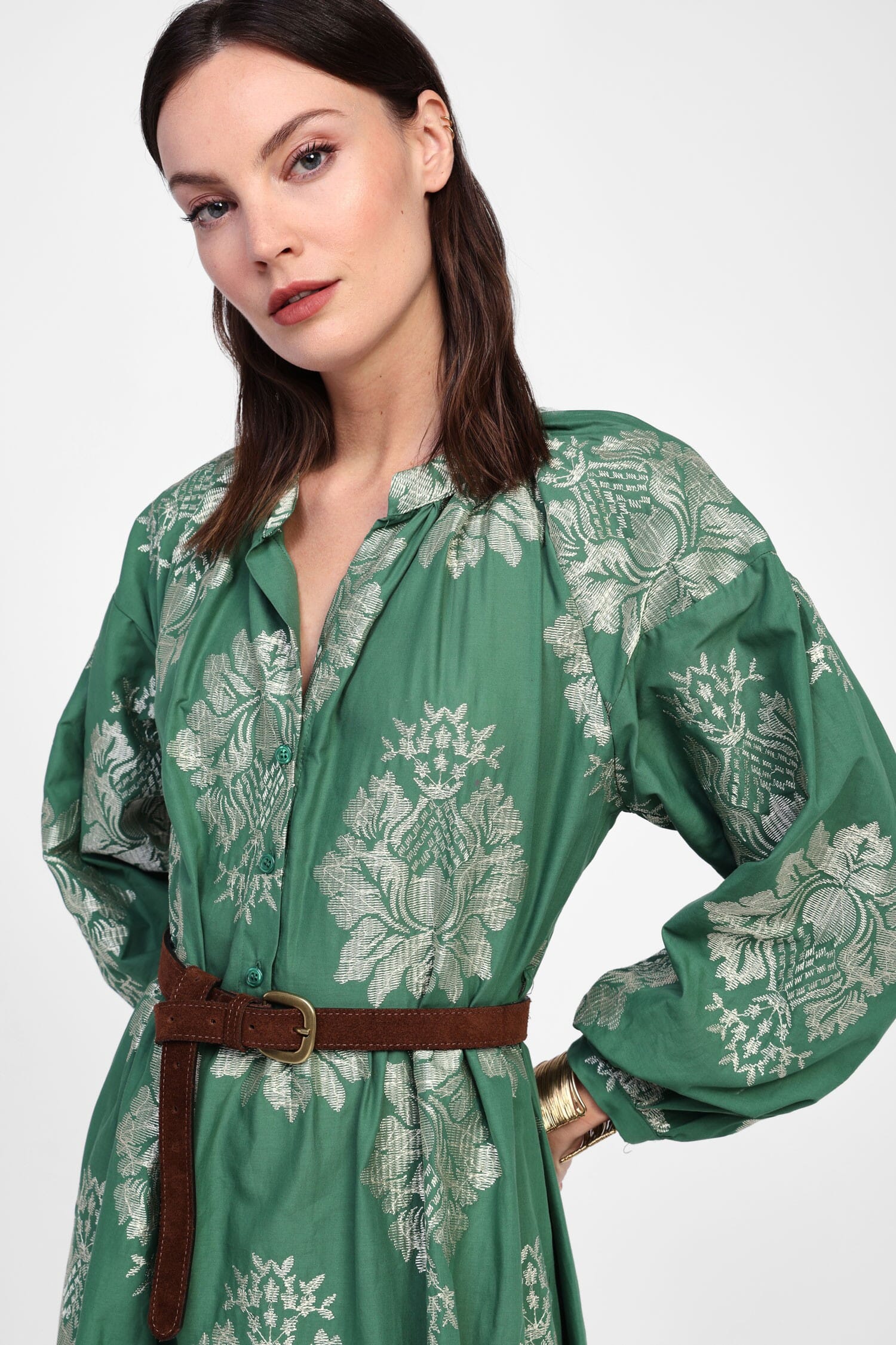 Abito Lungo Con Stampa Floreale E Cintura Dixie