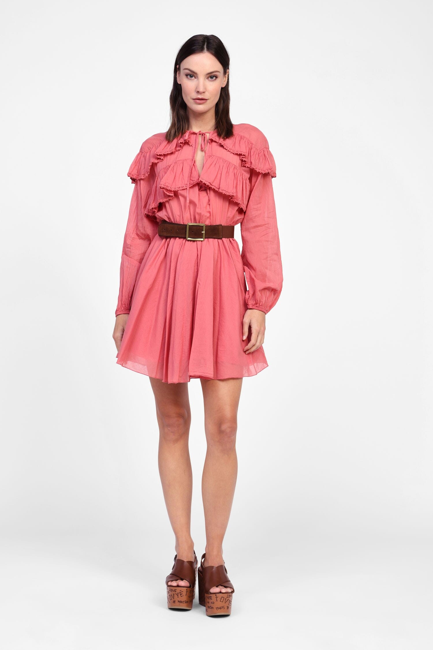 Robe courte à manches longues fluides Dixie