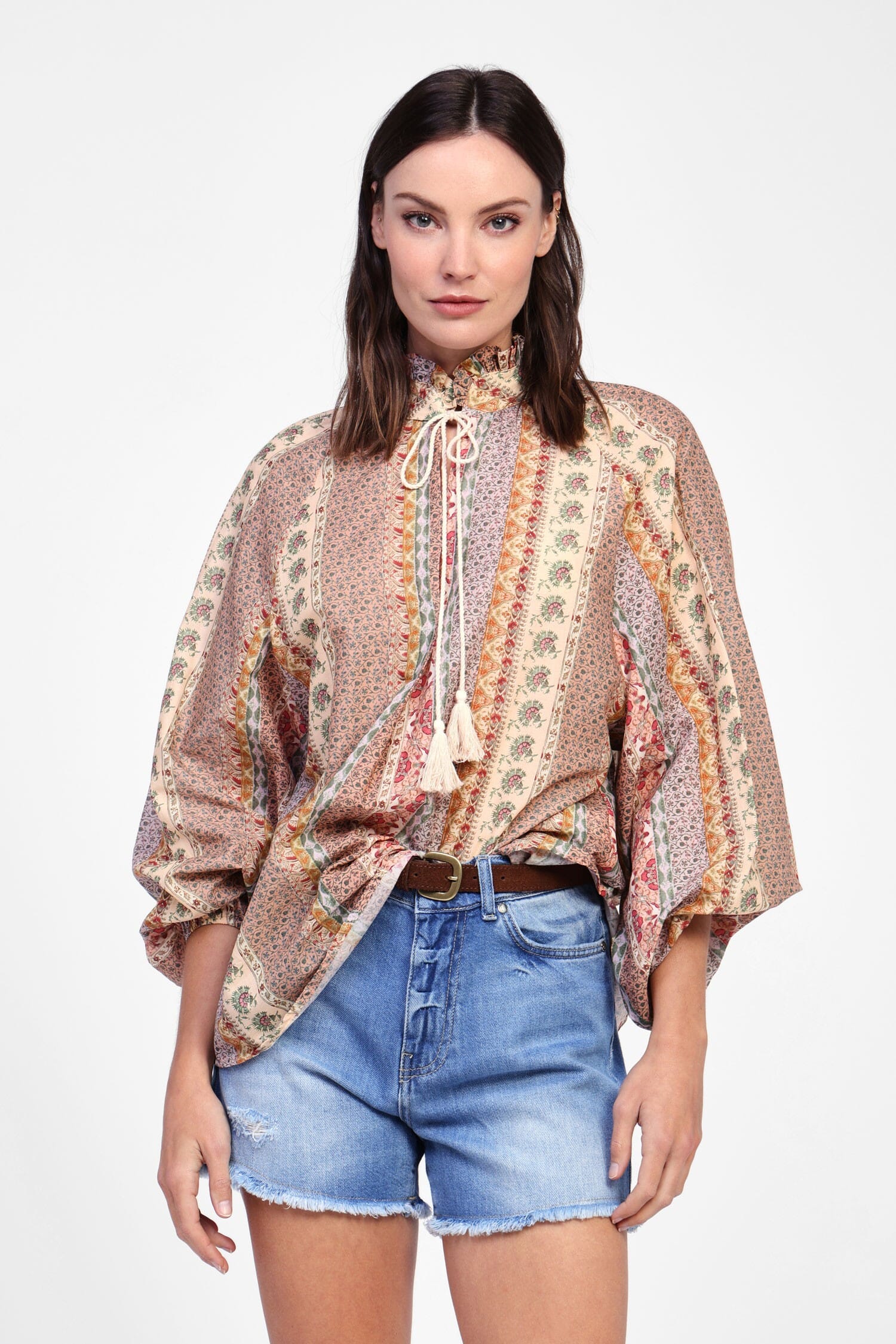 Shirt With Floral Pattern And Dixie Cord