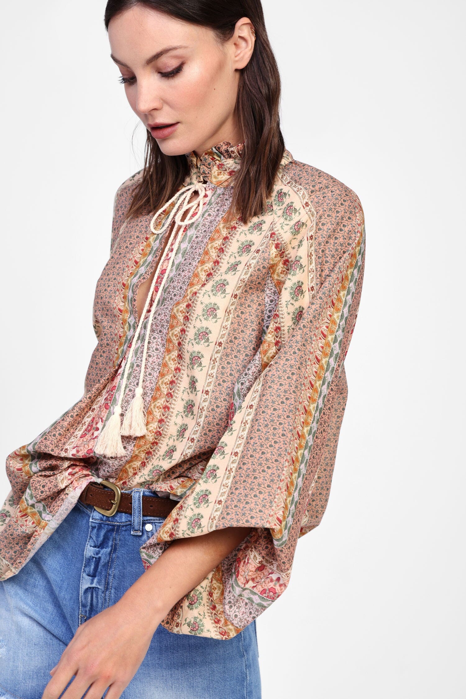 Shirt With Floral Pattern And Dixie Cord