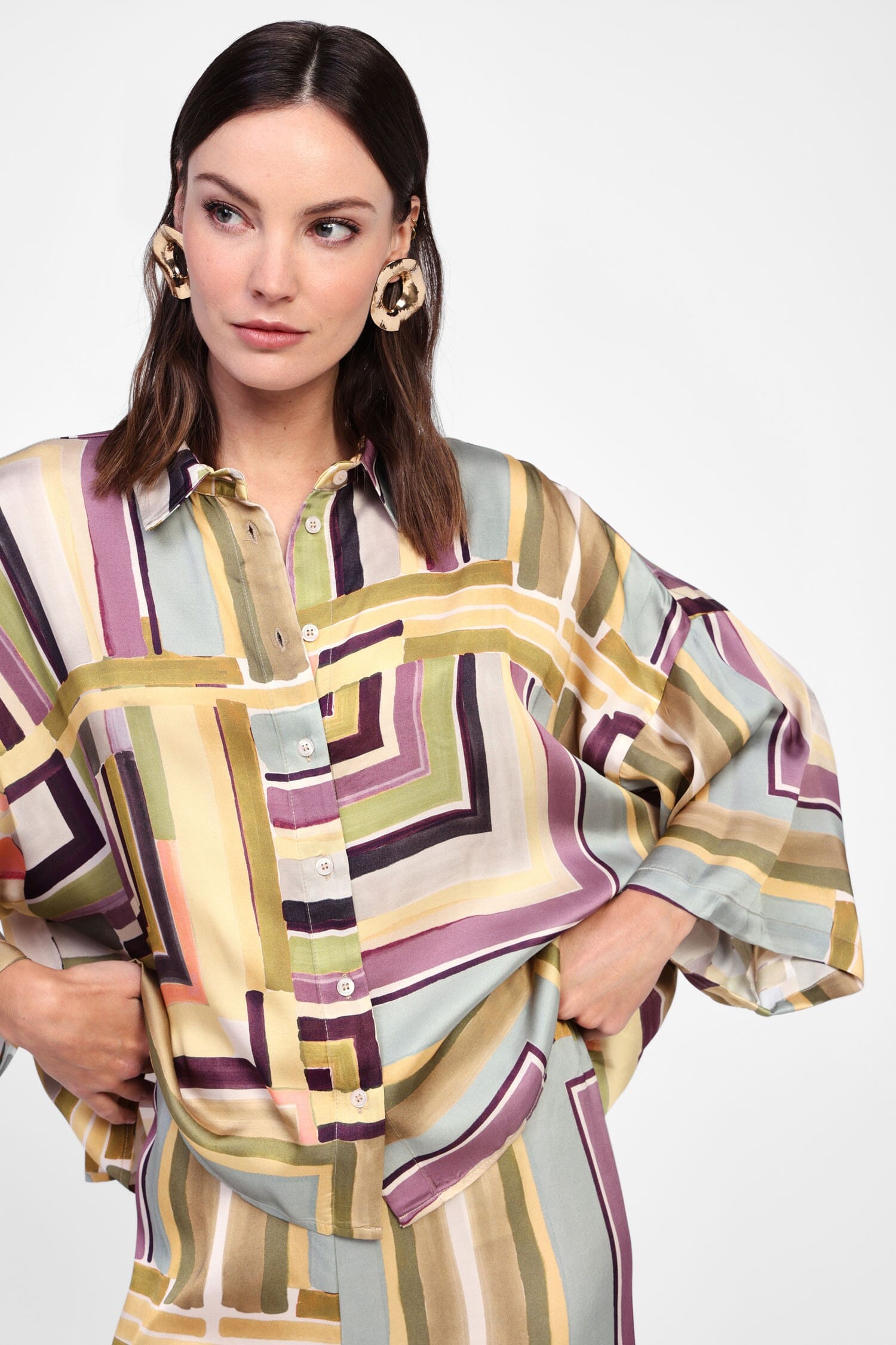 Camicia Con Motivo Geometrico Astratto Dixie