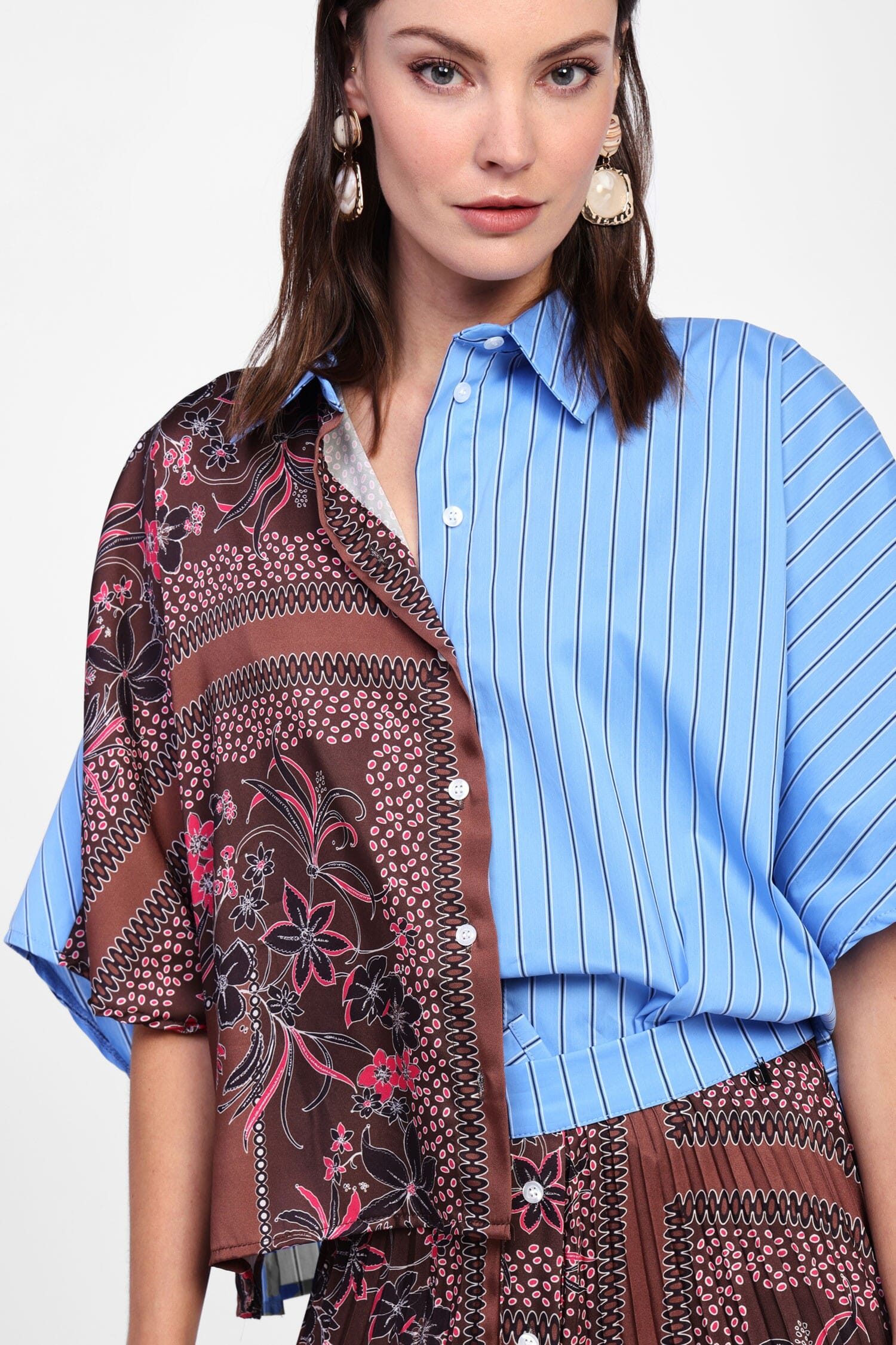 Camicia Con Motivo A Righe E Fiori Dixie