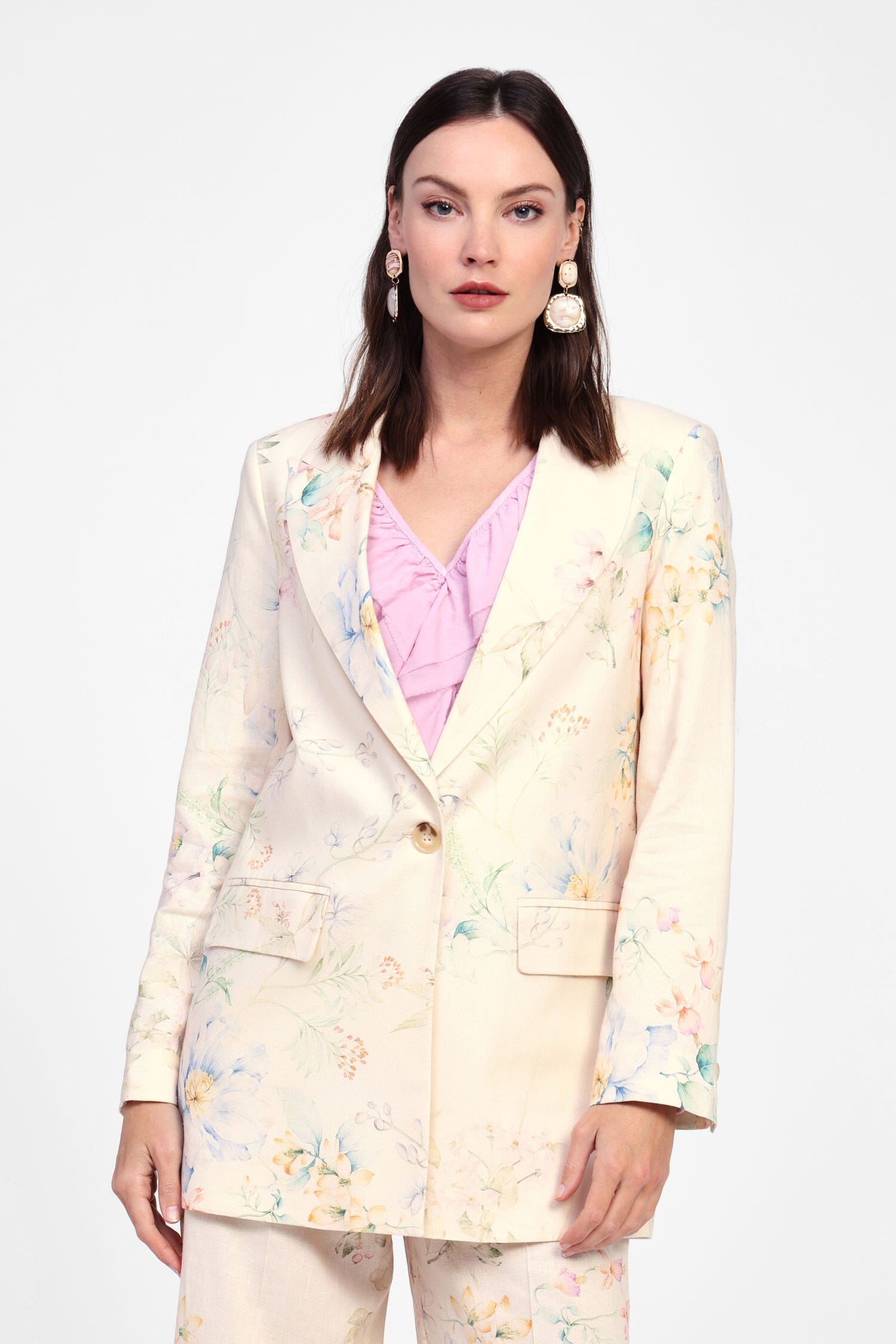 Blazer Fiorito Con Tasche Frontali Dixie