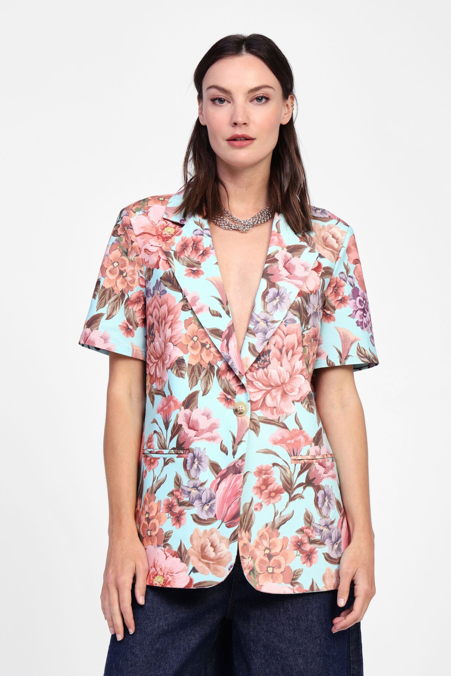 Blazer Fiorato A Maniche Corte Dixie