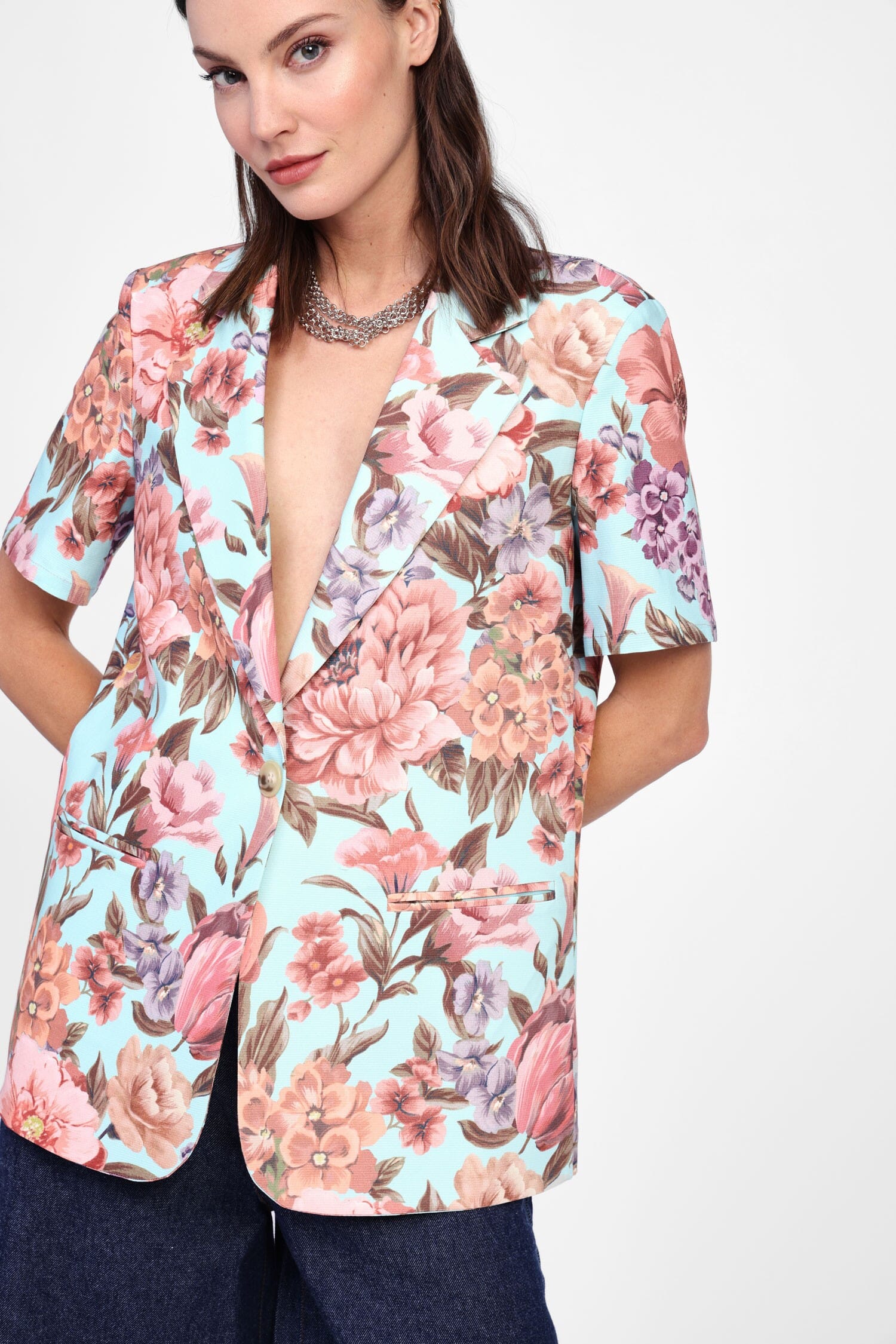 Blazer Fiorato A Maniche Corte Dixie