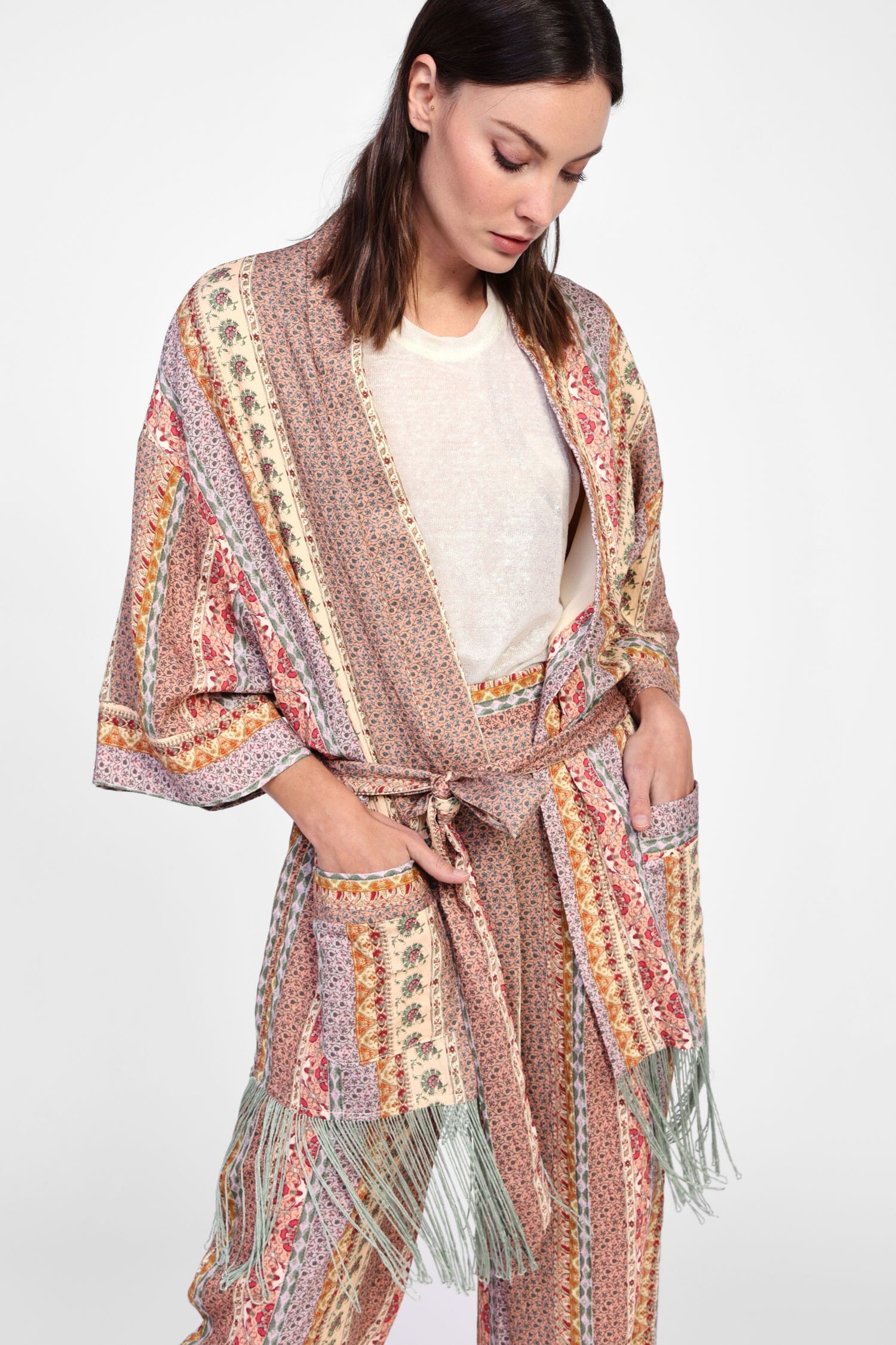 Cappotto Con Frange E Cintura Regolabile Dixie