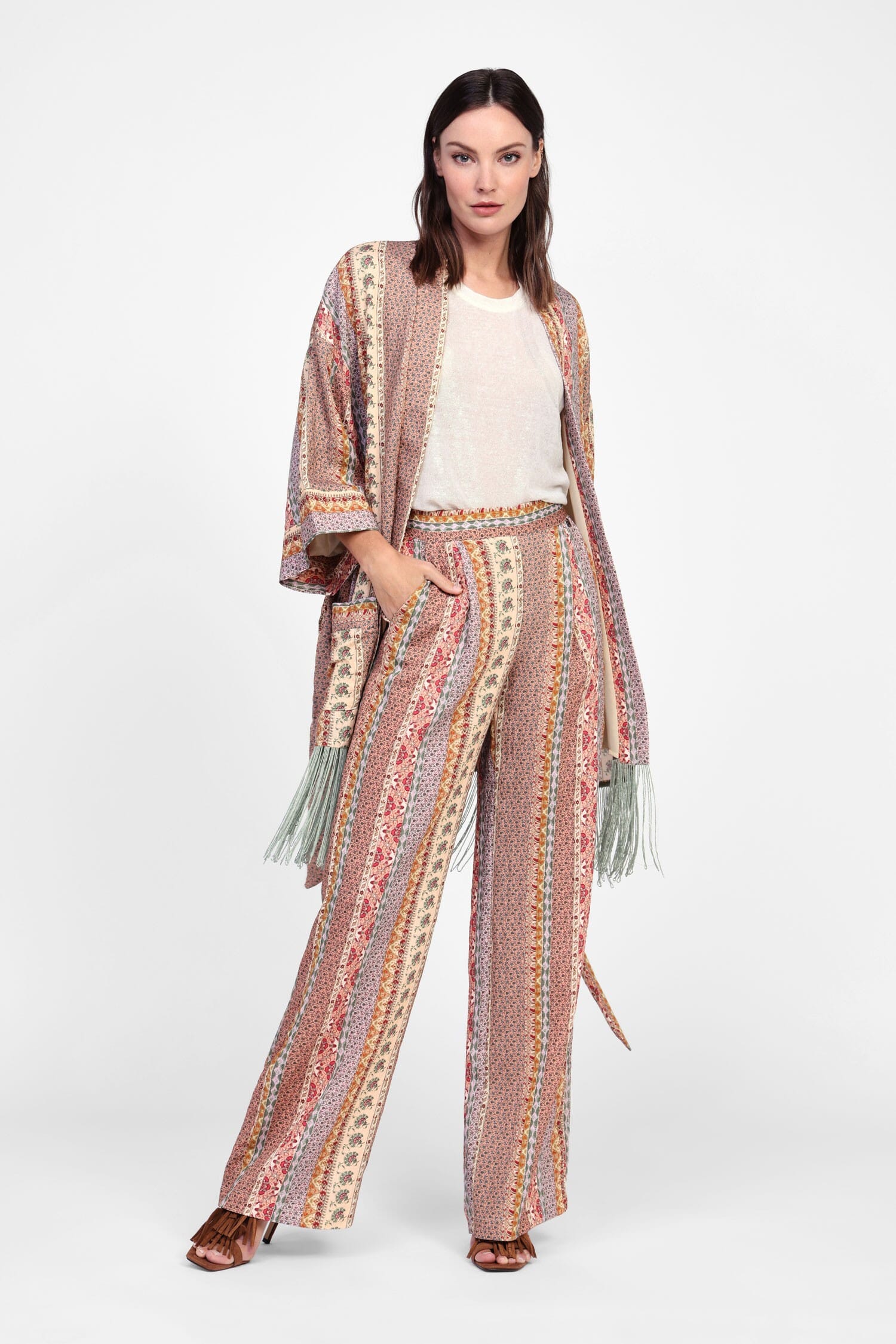 Pantaloni Ampi A Righe Decorative Dixie