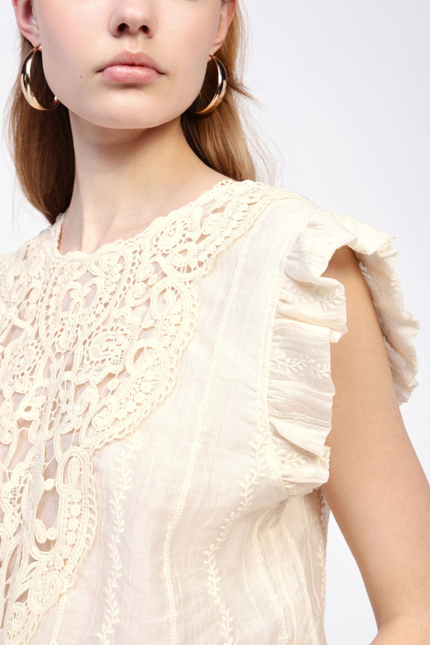 Top Senza Maniche Con Pizzo Ricamato Dixie