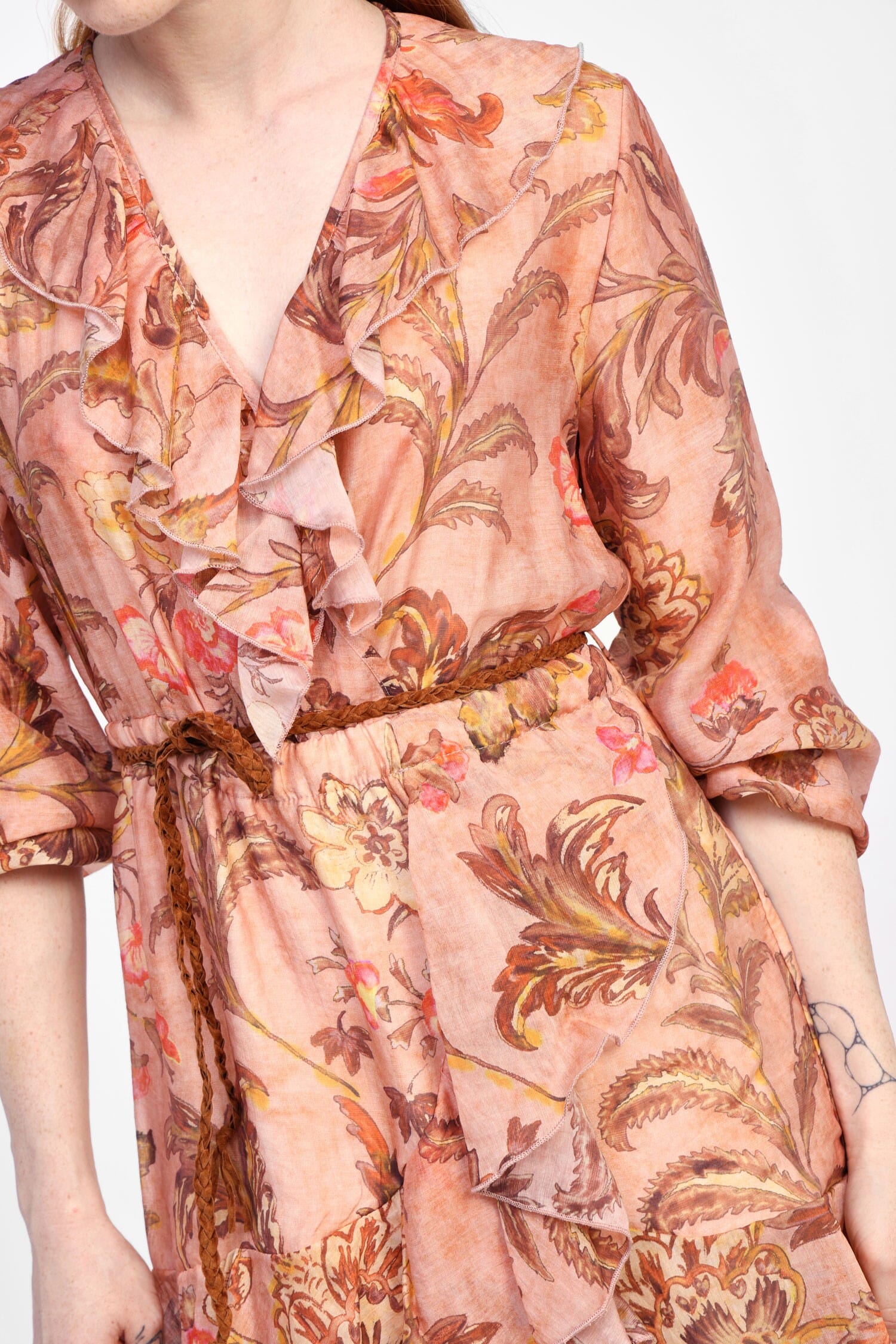 Robe courte à imprimé floral et ceinture Dixie