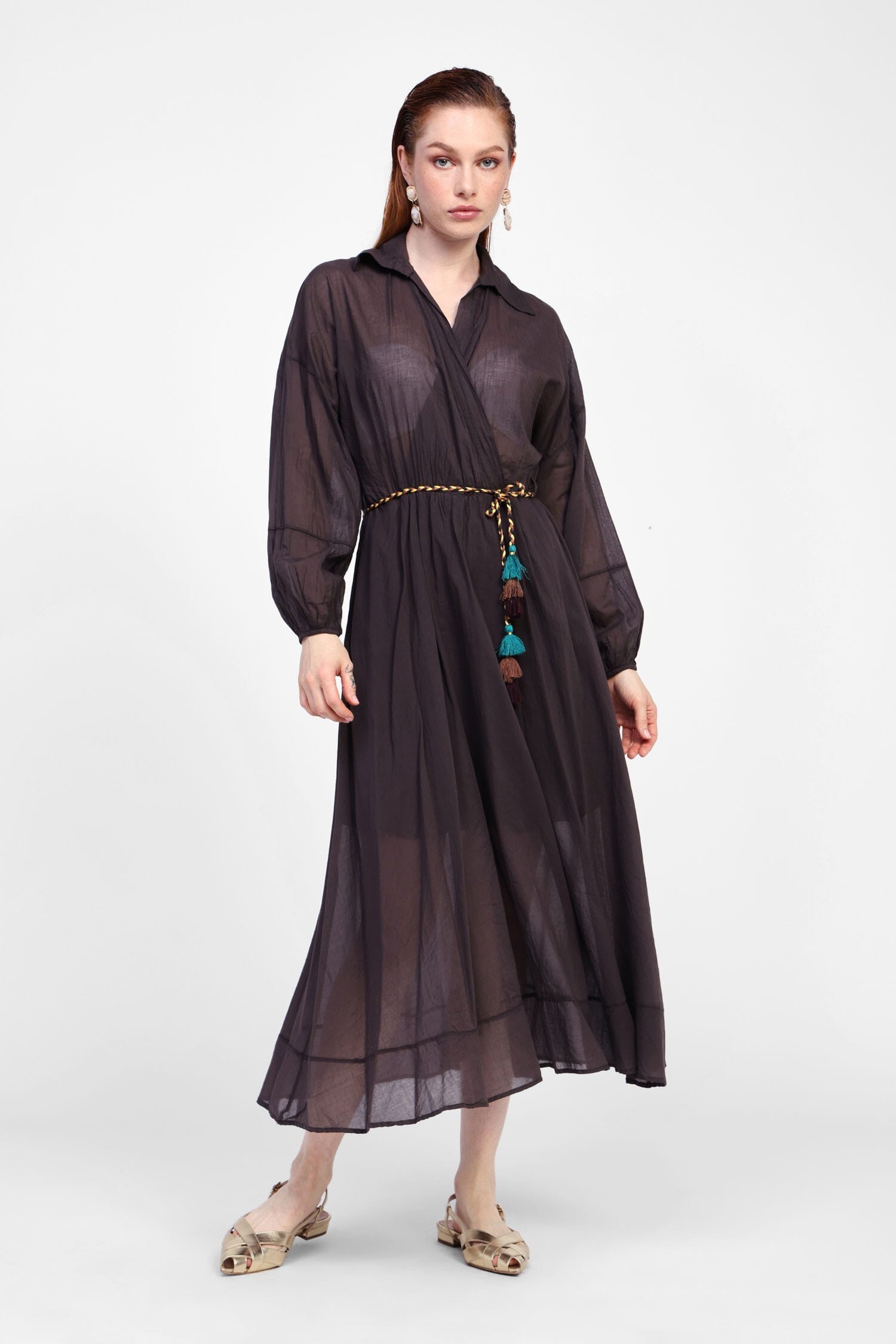 Abito Lungo Con Cintura Decorativa Dixie