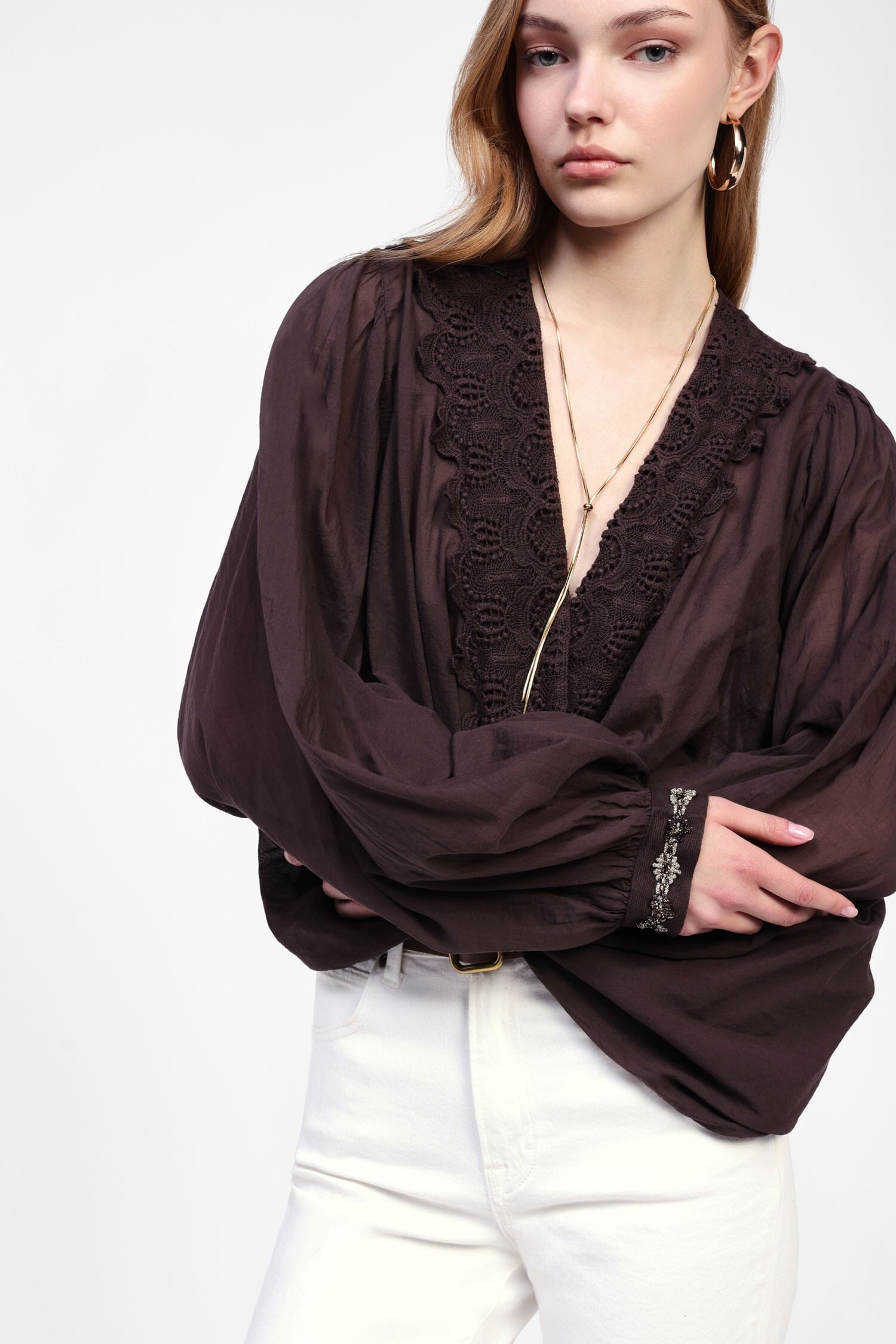 Camicia Con Maniche Ampie E Dettagli Dixie