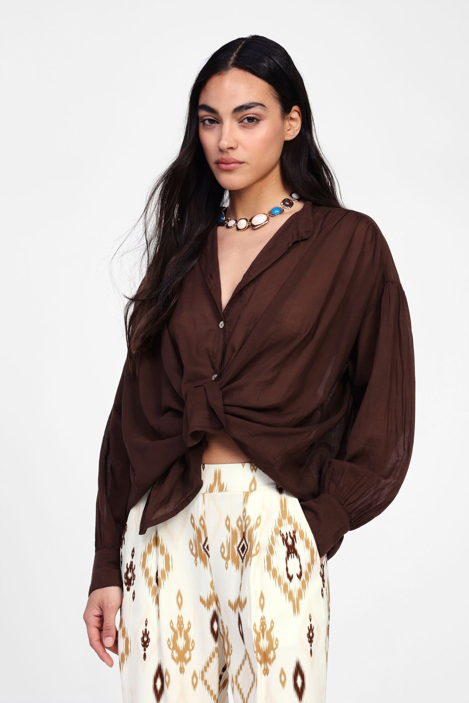 Camicia Con Nodo Frontale E Bottoni Dixie