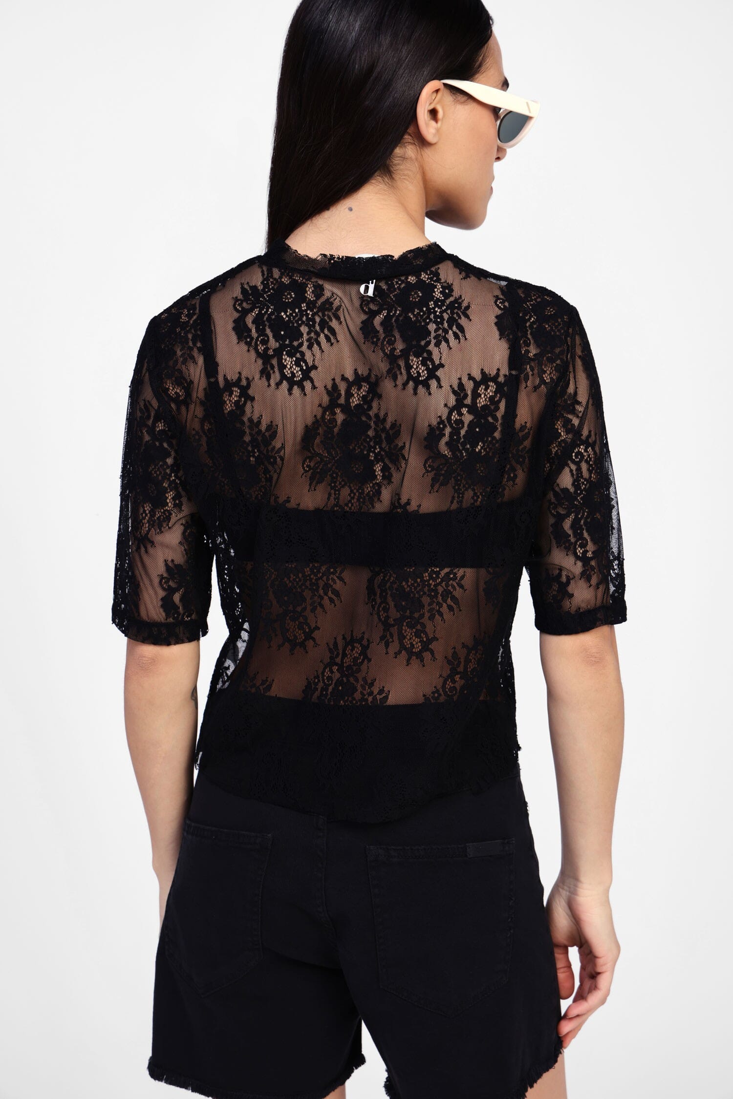 T-Shirt Corta Con Pizzo Decorativo Dixie