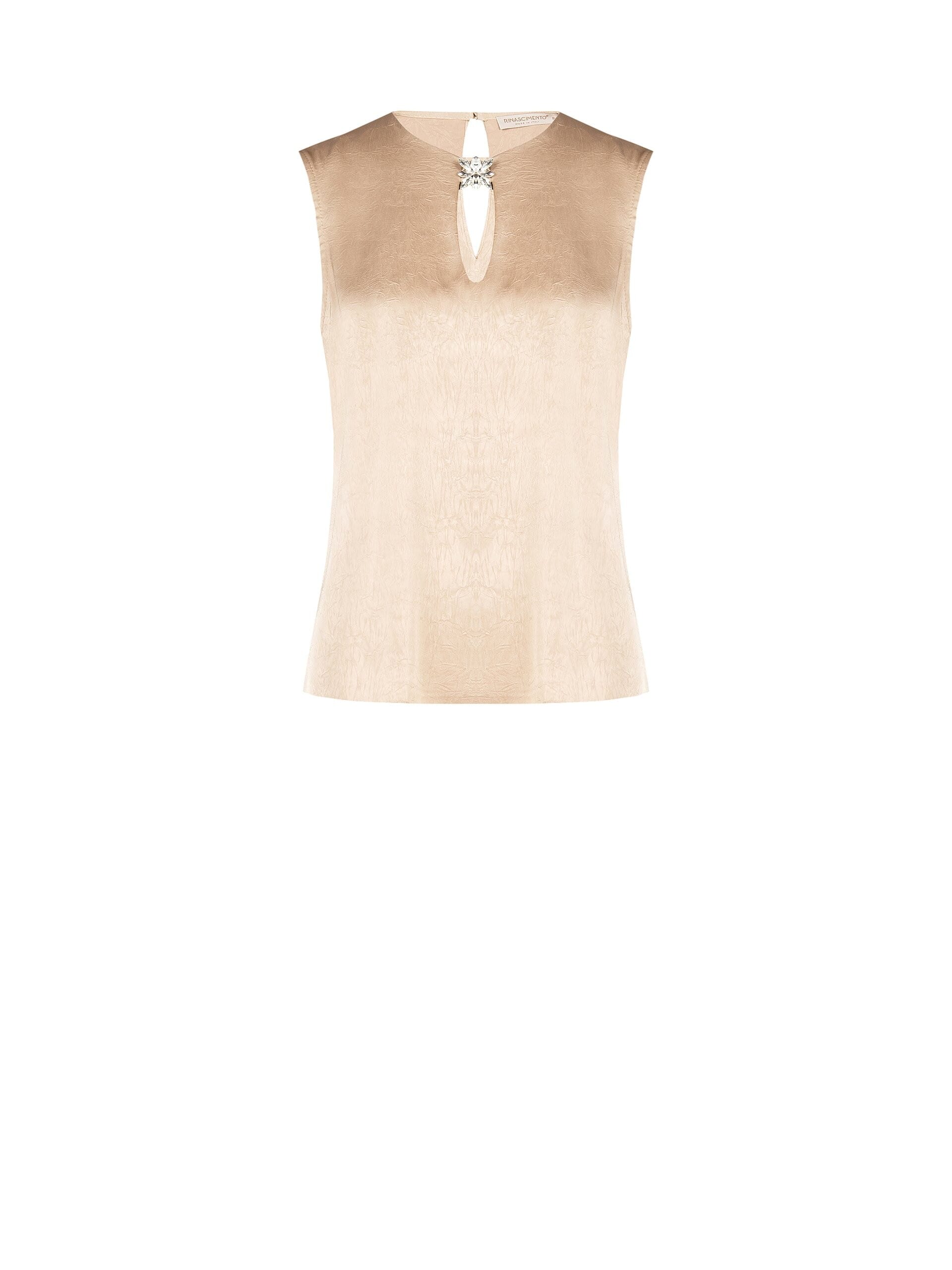 Top Ampio Sfiancato In Raso Effetto Leggermente Stropicciato Con Spilla Gioiello Rinascimento