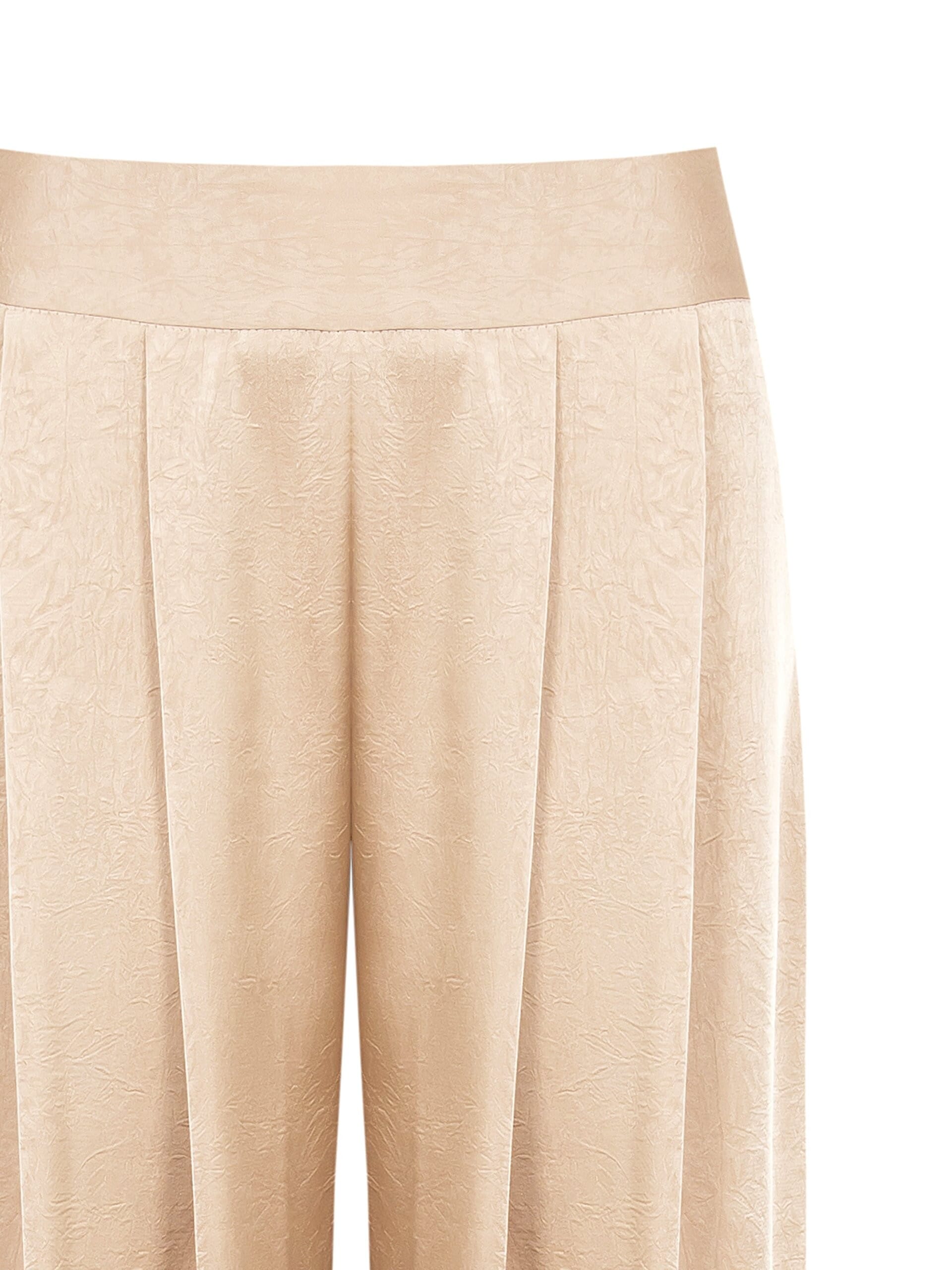 Pantaloni Palazzo In Raso Effetto Leggermente Stropicciato Con Doppia Pinces E Zip Rinascimento