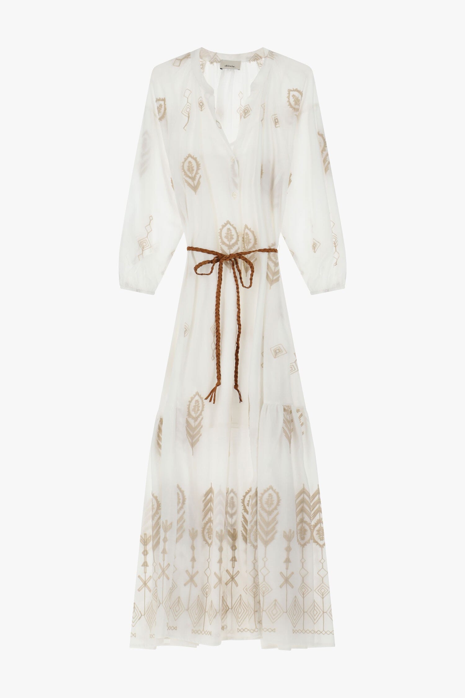 Abito Con Ricami E Cintura Intrecciata Dixie