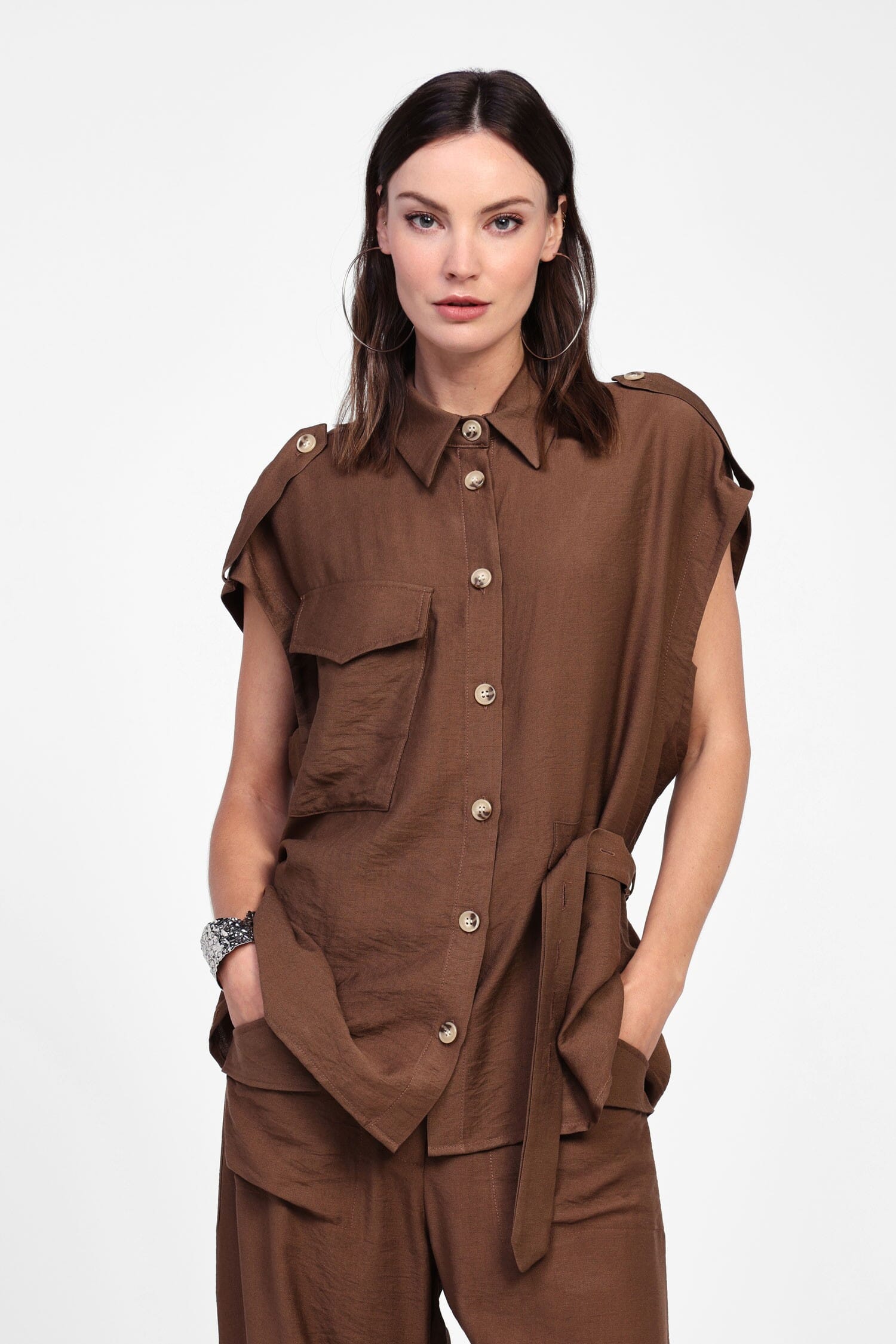 Camicia Senza Maniche Con Cintura Dixie