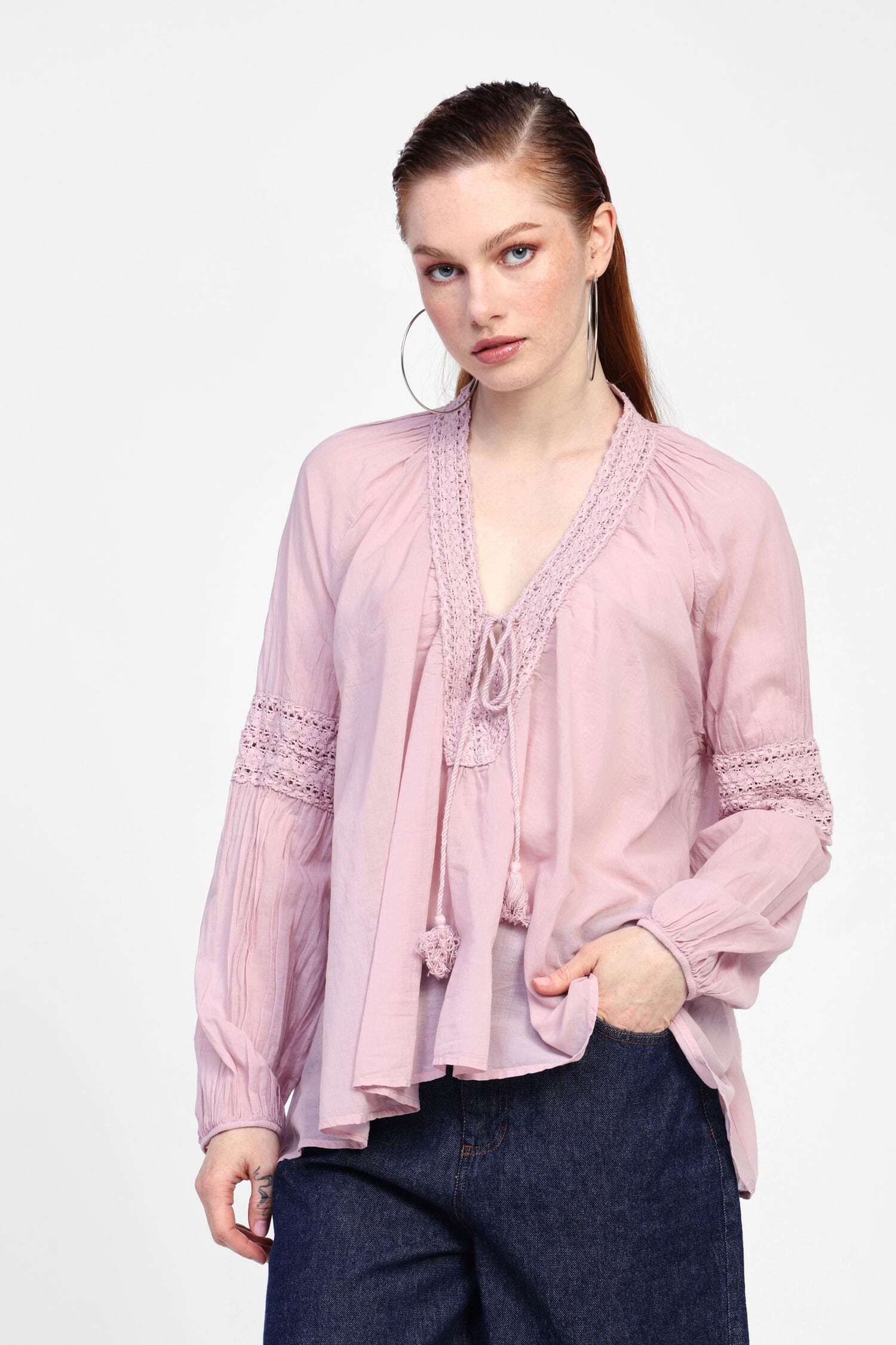 Camicia Ampie Maniche E Scollo V Dixie