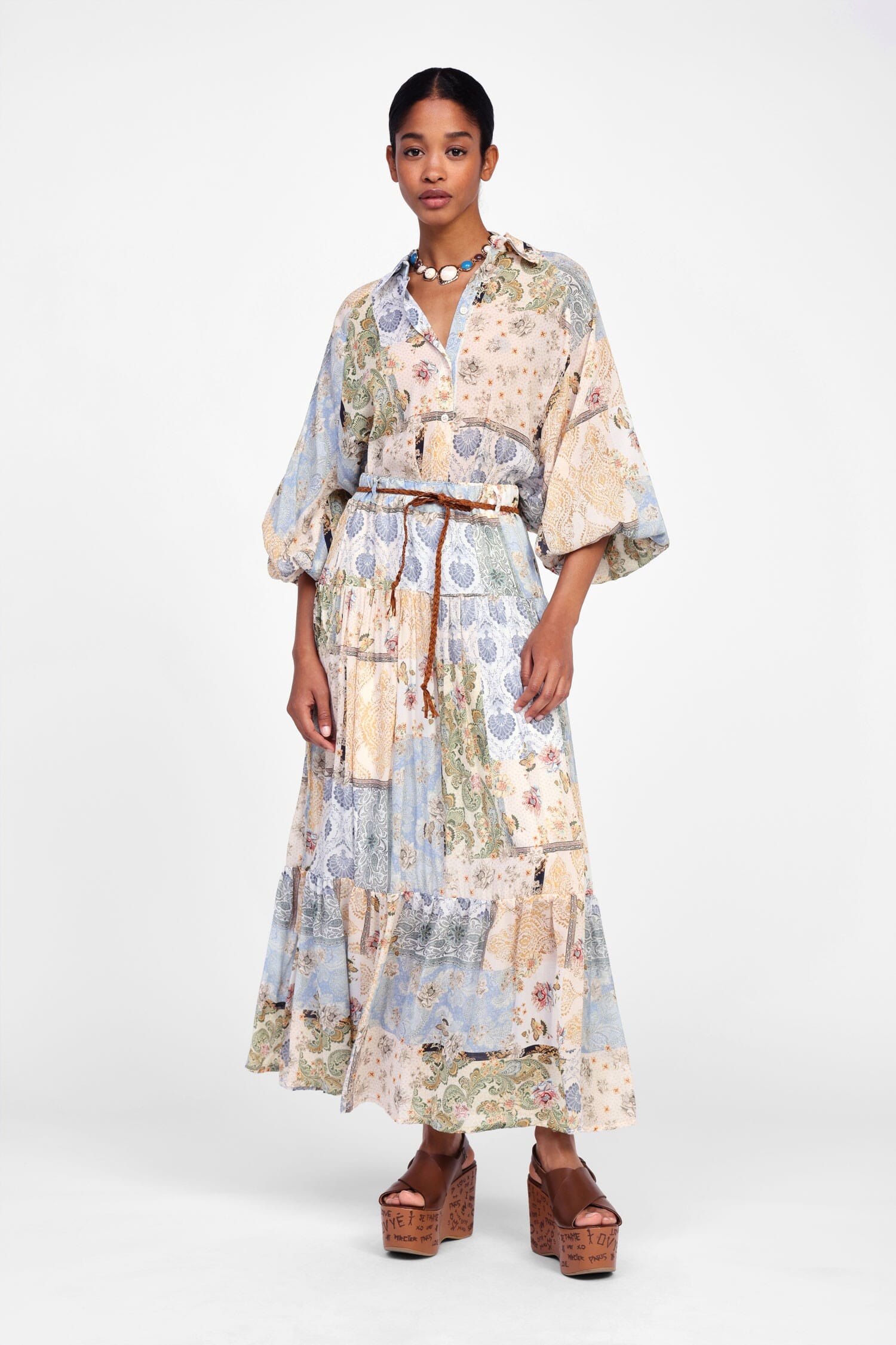 Dixie Detailed Print Long Skirt