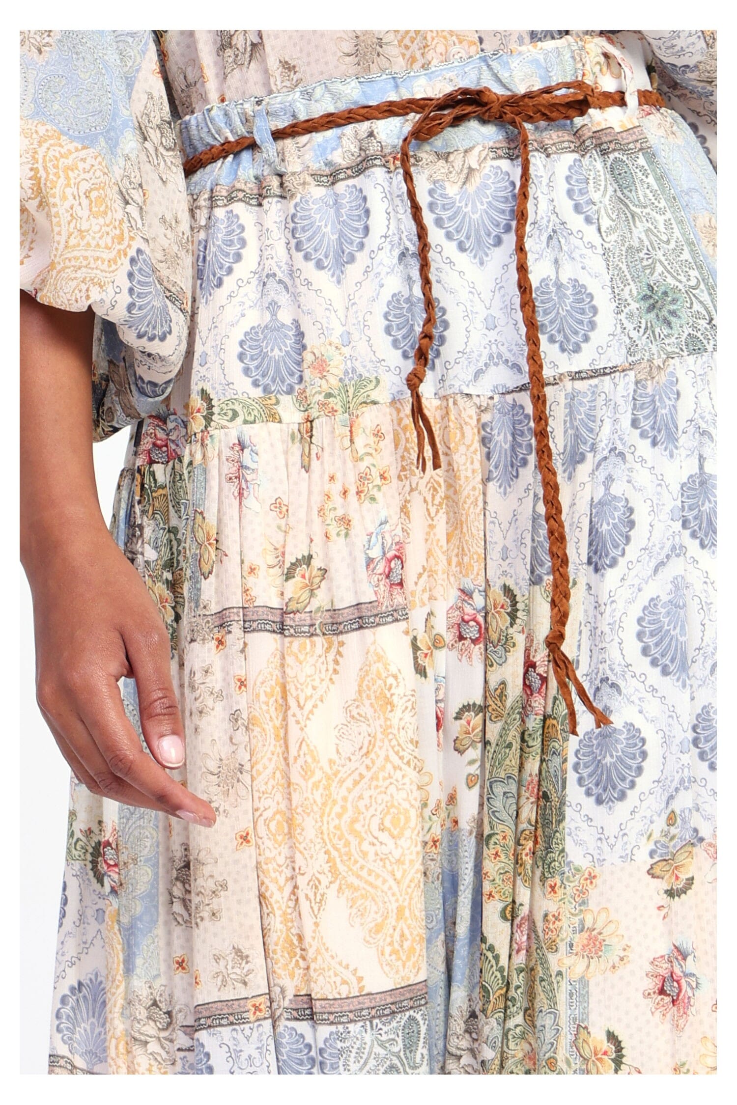 Dixie Detailed Print Long Skirt