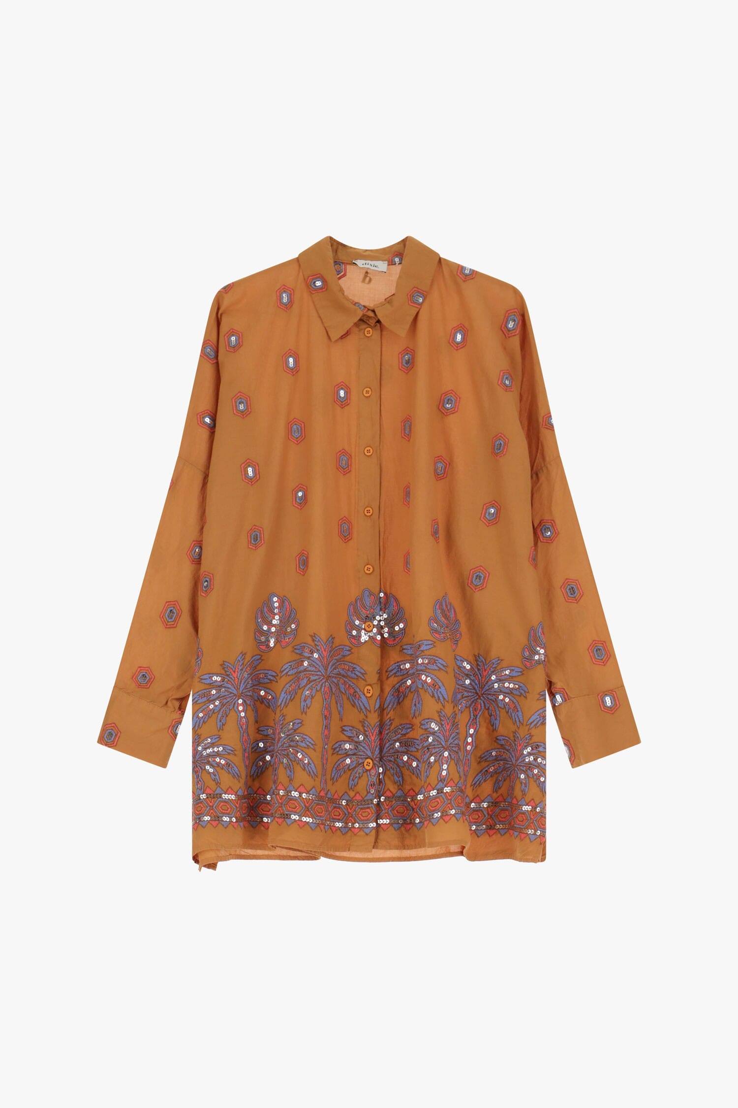 Camicia Con Motivo Tropicale E Bottoni Dixie