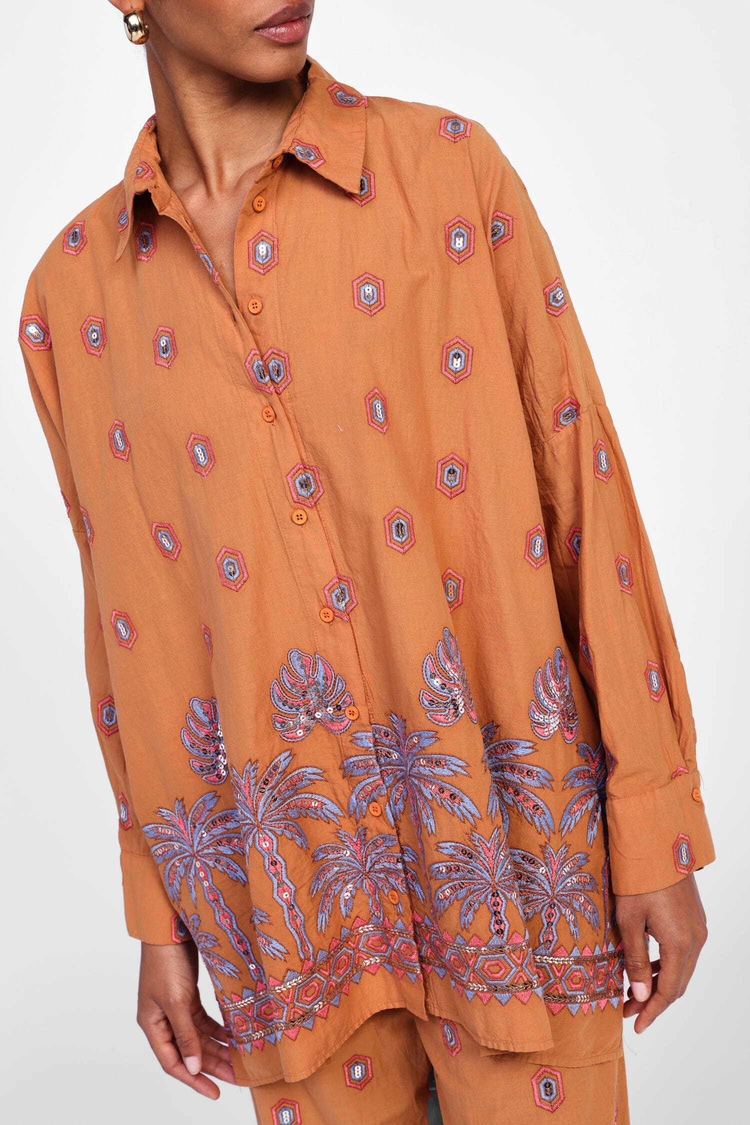 Camicia Con Motivo Tropicale E Bottoni Dixie