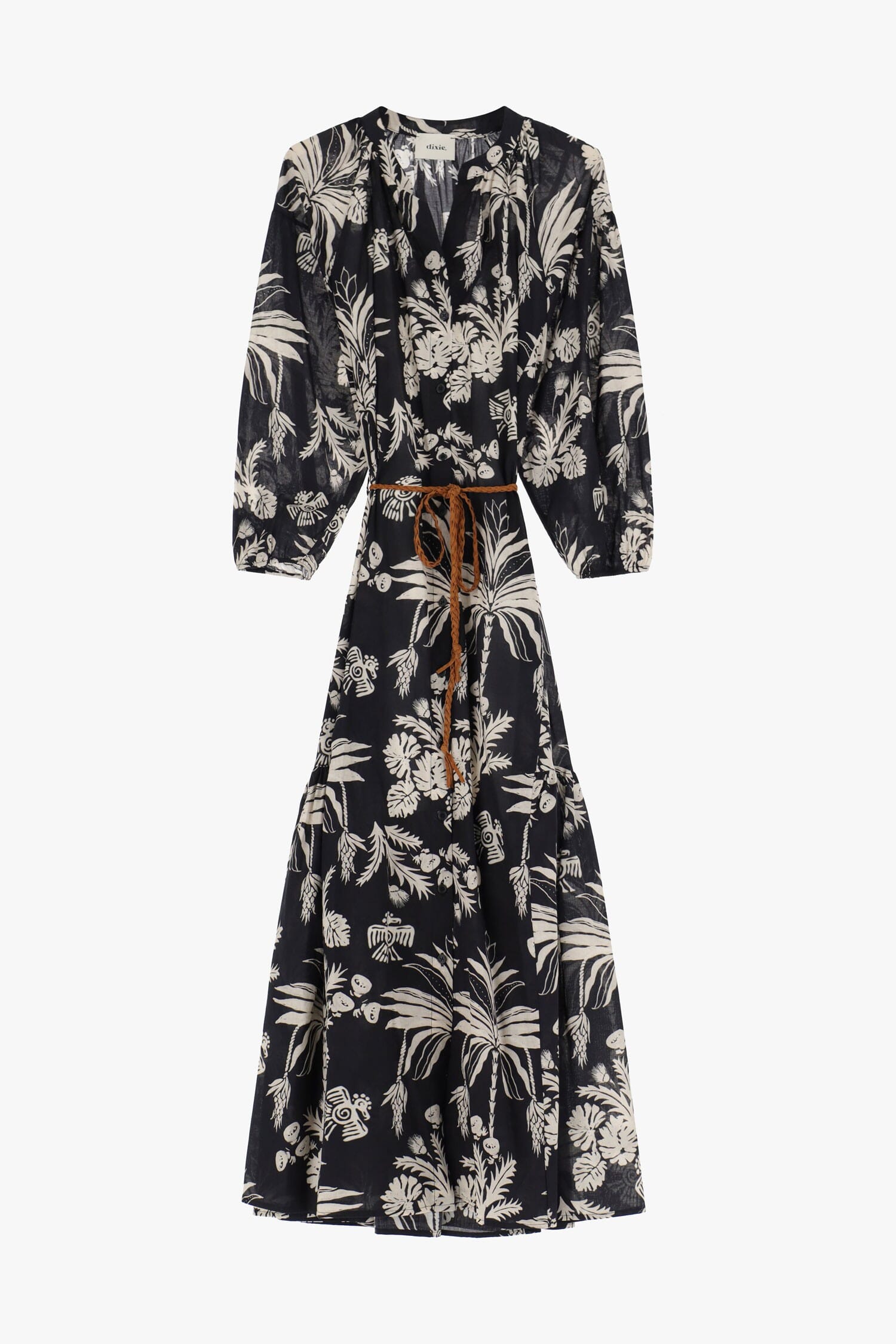 Abito Lungo Con Stampa Floreale E Cintura Dixie