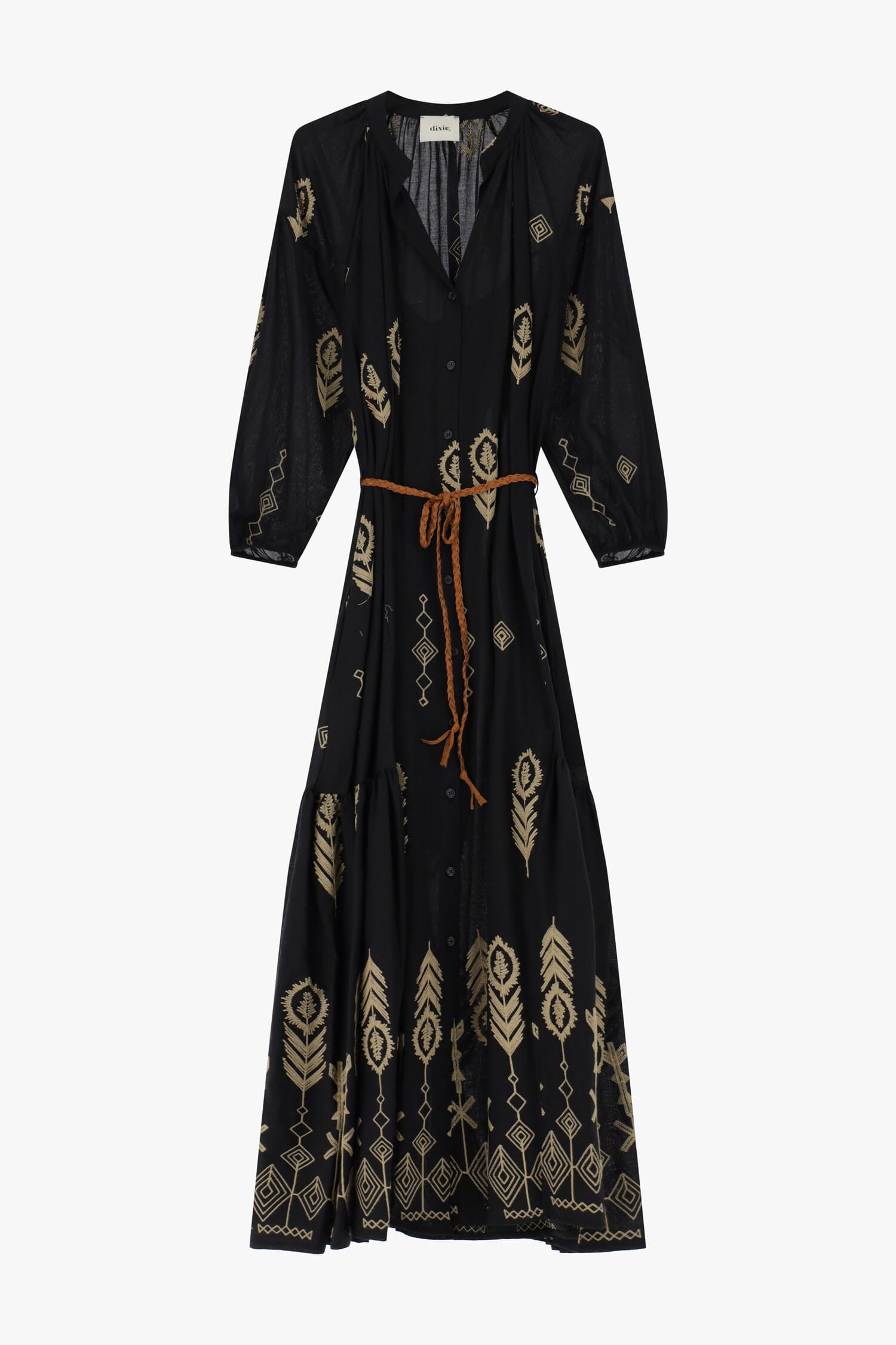 Abito Con Ricami E Cintura Intrecciata Dixie